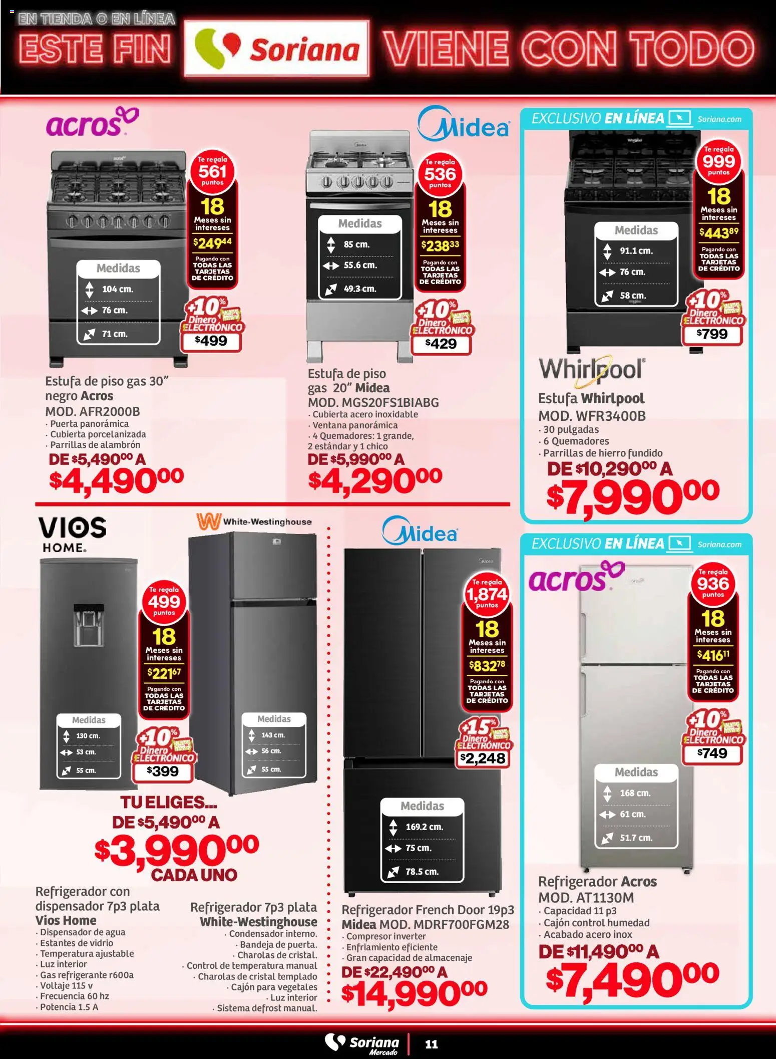 Nuevas ofertas de Soriana válidas en toda la República Mexicana desde el 05.11.2025. ¡Encuentra las mejores ofertas en Soriana - Este fin Soriana viene con todo Mercado Nacional! | Página: 11 | Productos: Bandeja, Agua, Estantes, Té