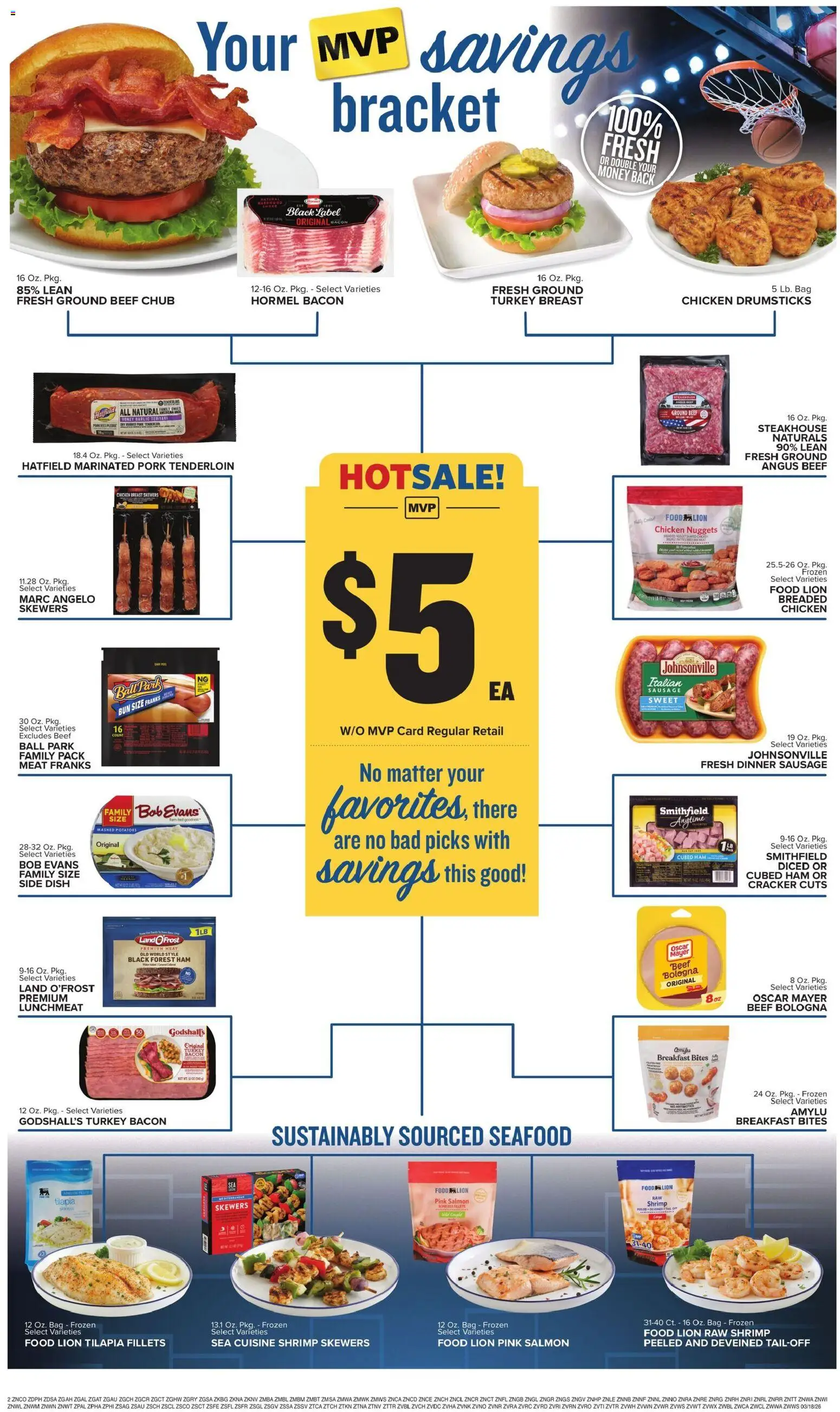 Food Lion Weekly Ad - valid from 18.03.2026 | Page: 4 | Products: Pork, Potatoes, Sausage, Bag