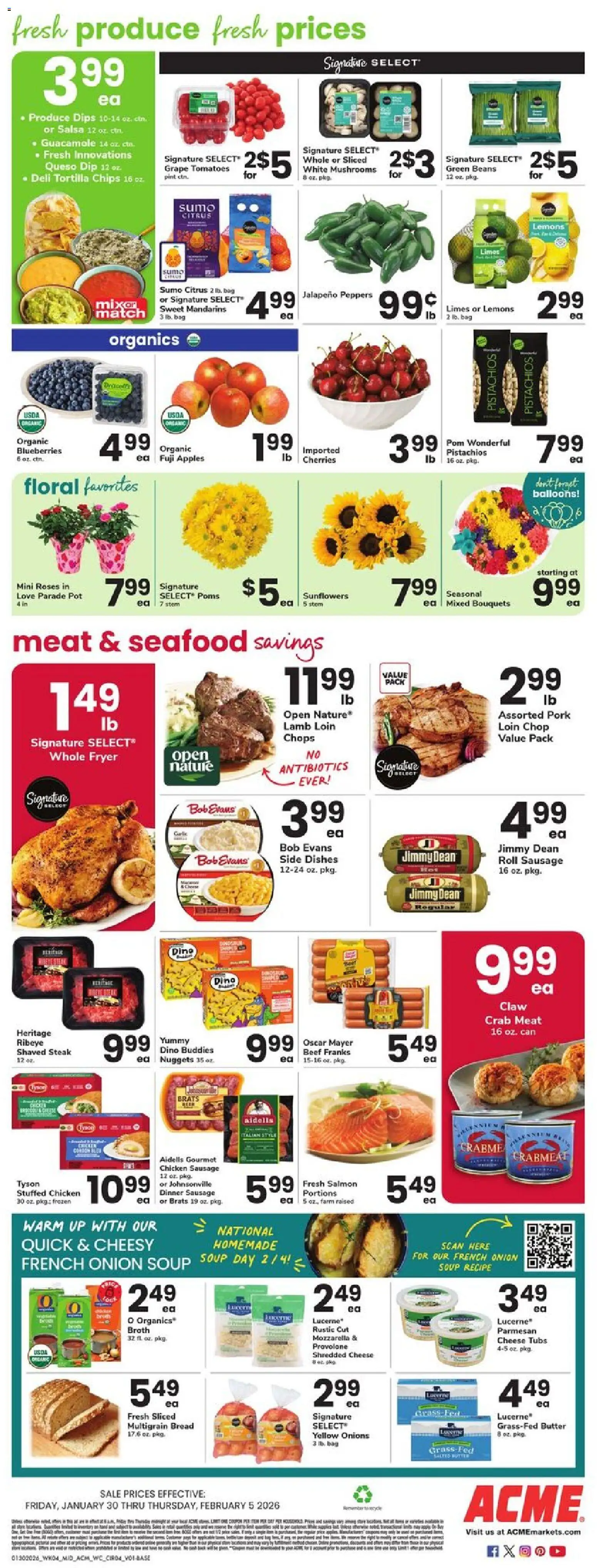 Acme Weekly Ad - NJ - valid from 30.01.2026 | Page: 3 | Products: Mushrooms, Bread, Seafood, Bag
