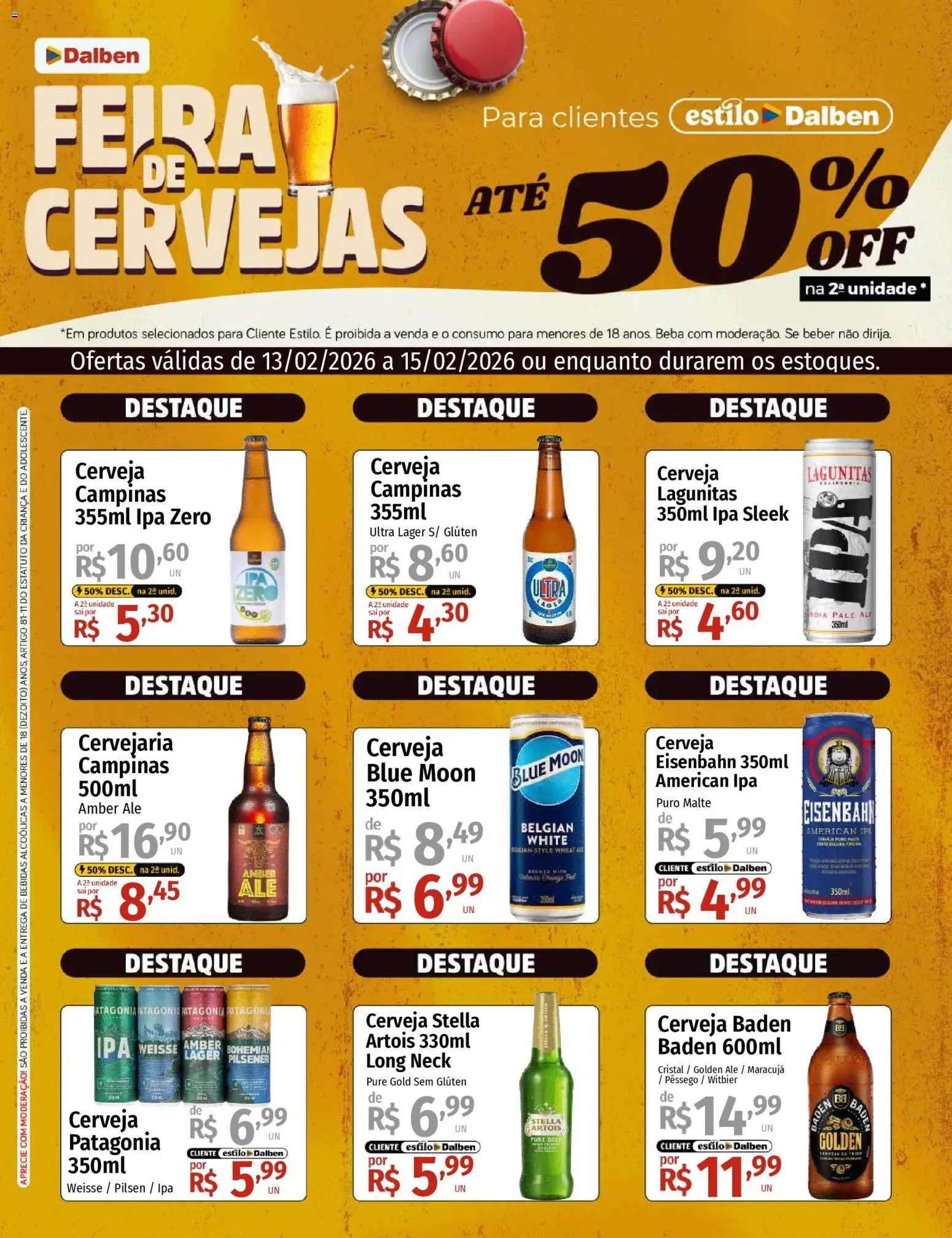 Supermercado Dalben Folheto - válido de 13.02.2026 | Página: 1 | Produtos: Maracujá, Pêssego, Eisenbahn, Cerveja