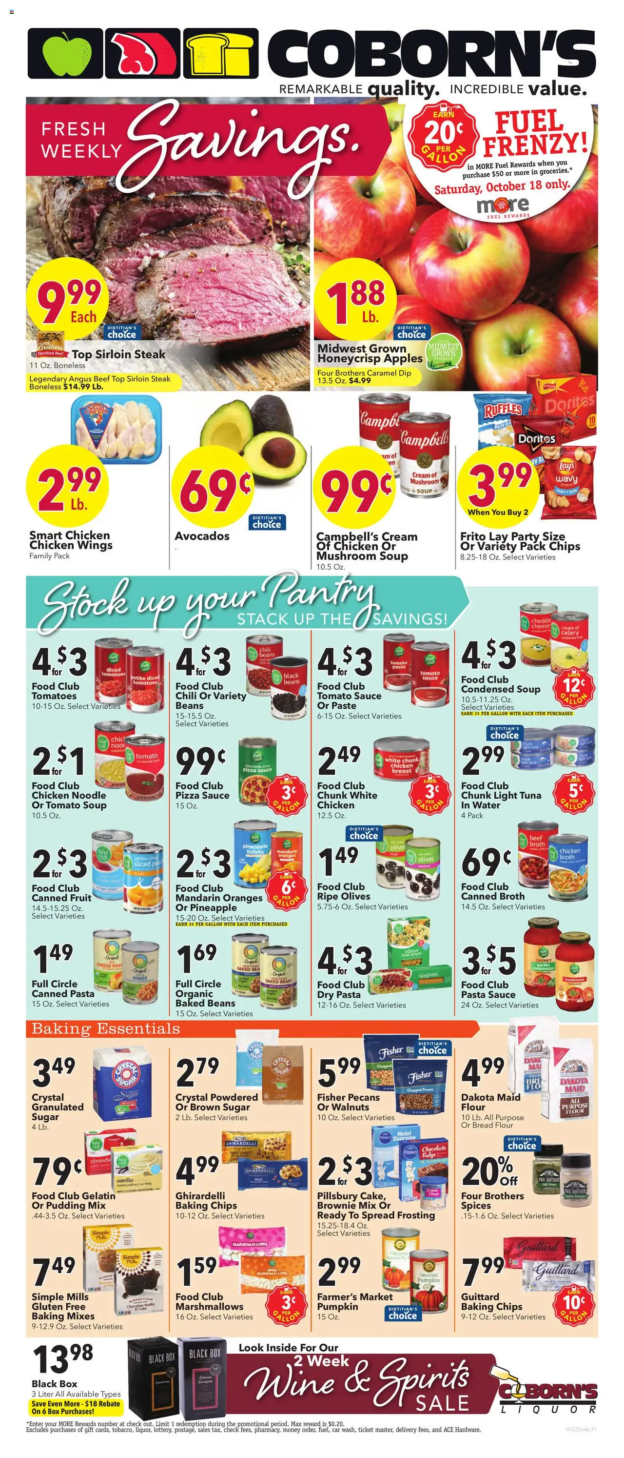 Coborn's Weekly Ad - valid from 15.10.2025 | Page: 1 | Products: Box, Bread, Chocolate, Tomatoes