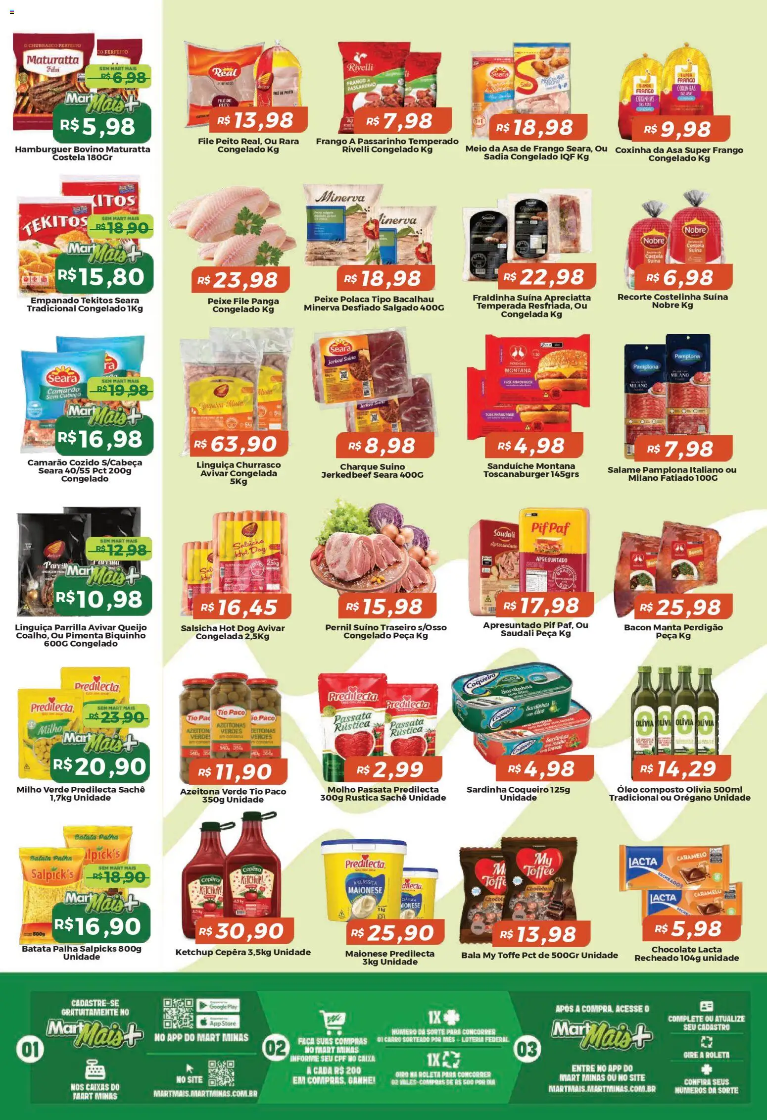 Mart Minas Folheto - válido de 23.04.2026 | Página: 2 | Produtos: Fraldinha, Queijo, Salame, Batata palha