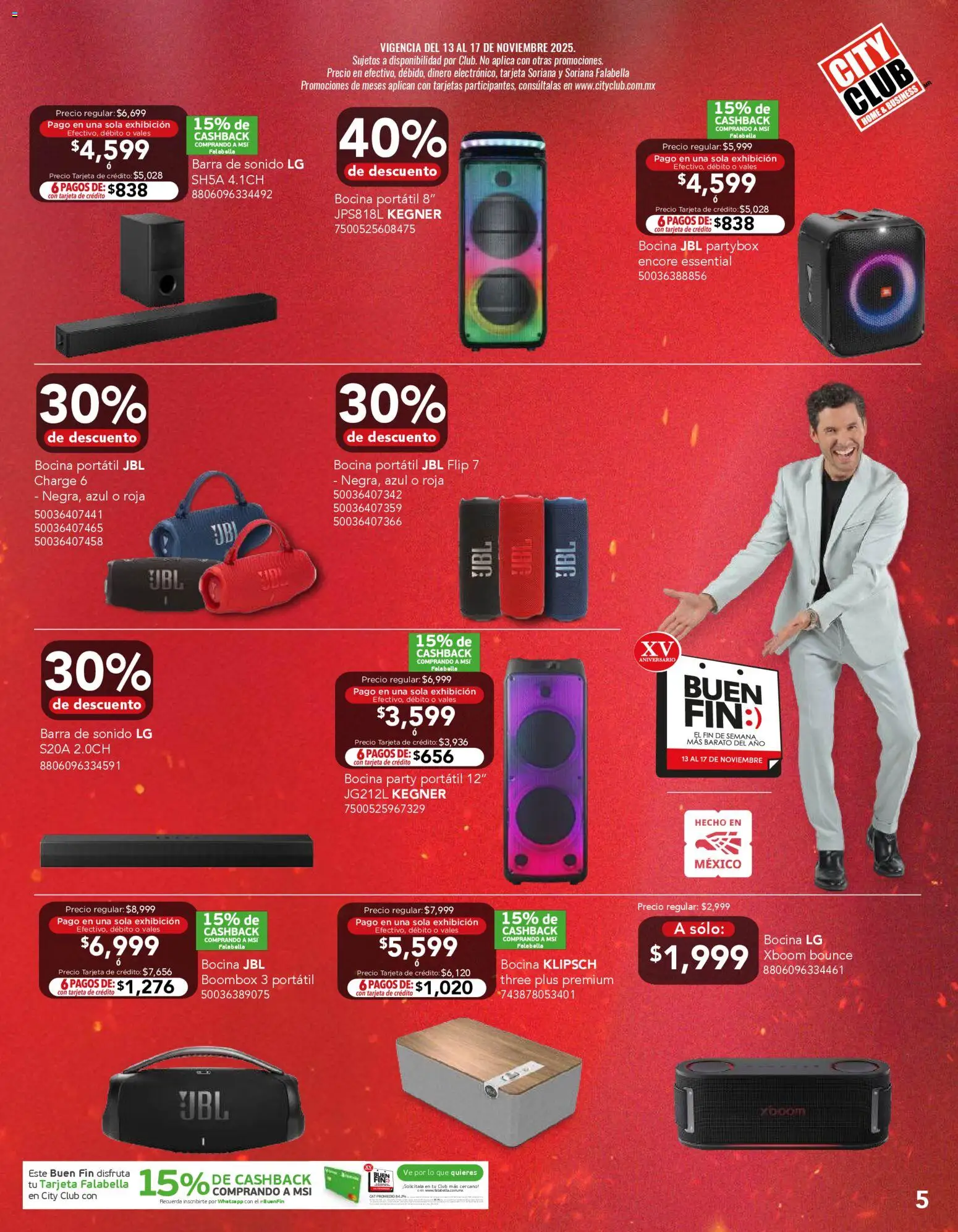 Nuevas ofertas de City Club válidas en toda la República Mexicana desde el 12.11.2025. ¡Encuentra las mejores ofertas en City Club Buen Fin! | Página: 5 | Productos: Piña, Bocina, Barra
