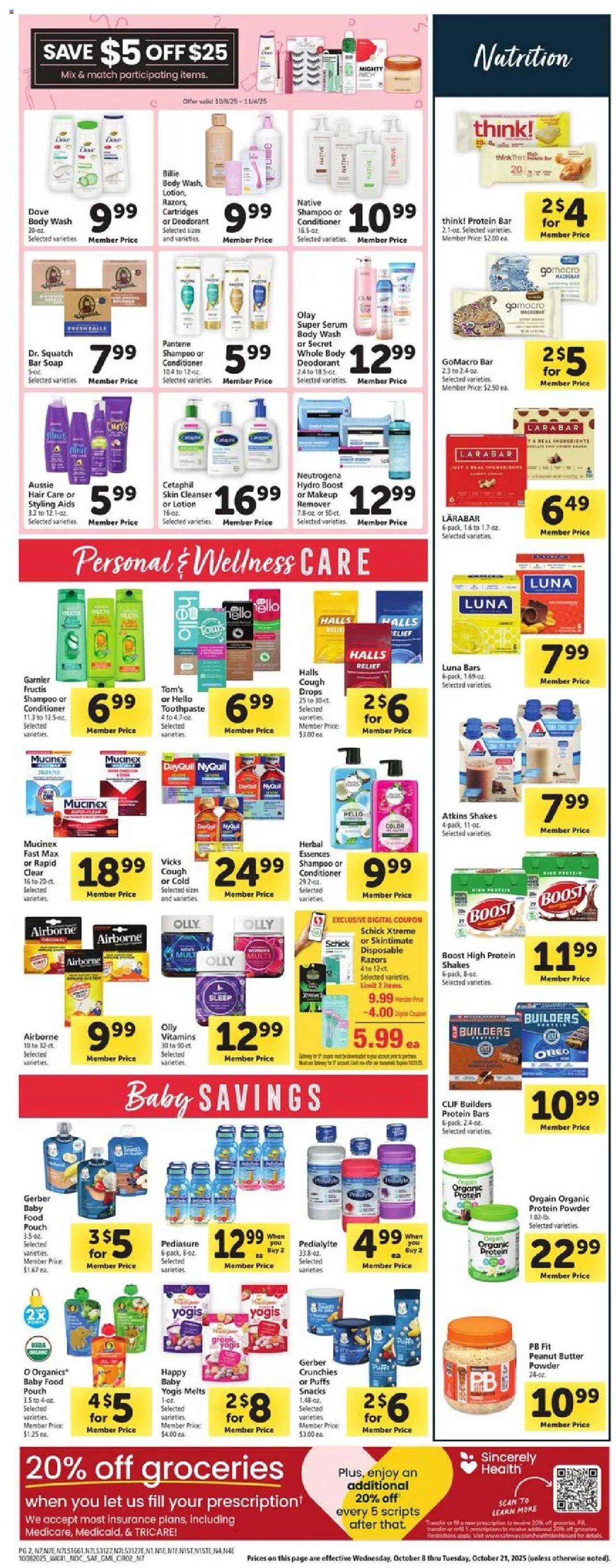 Safeway Weekly Ad - valid from 08.10.2025 | Page: 11 | Products: Protein Powder, Butter, Soap, Bar Soap
