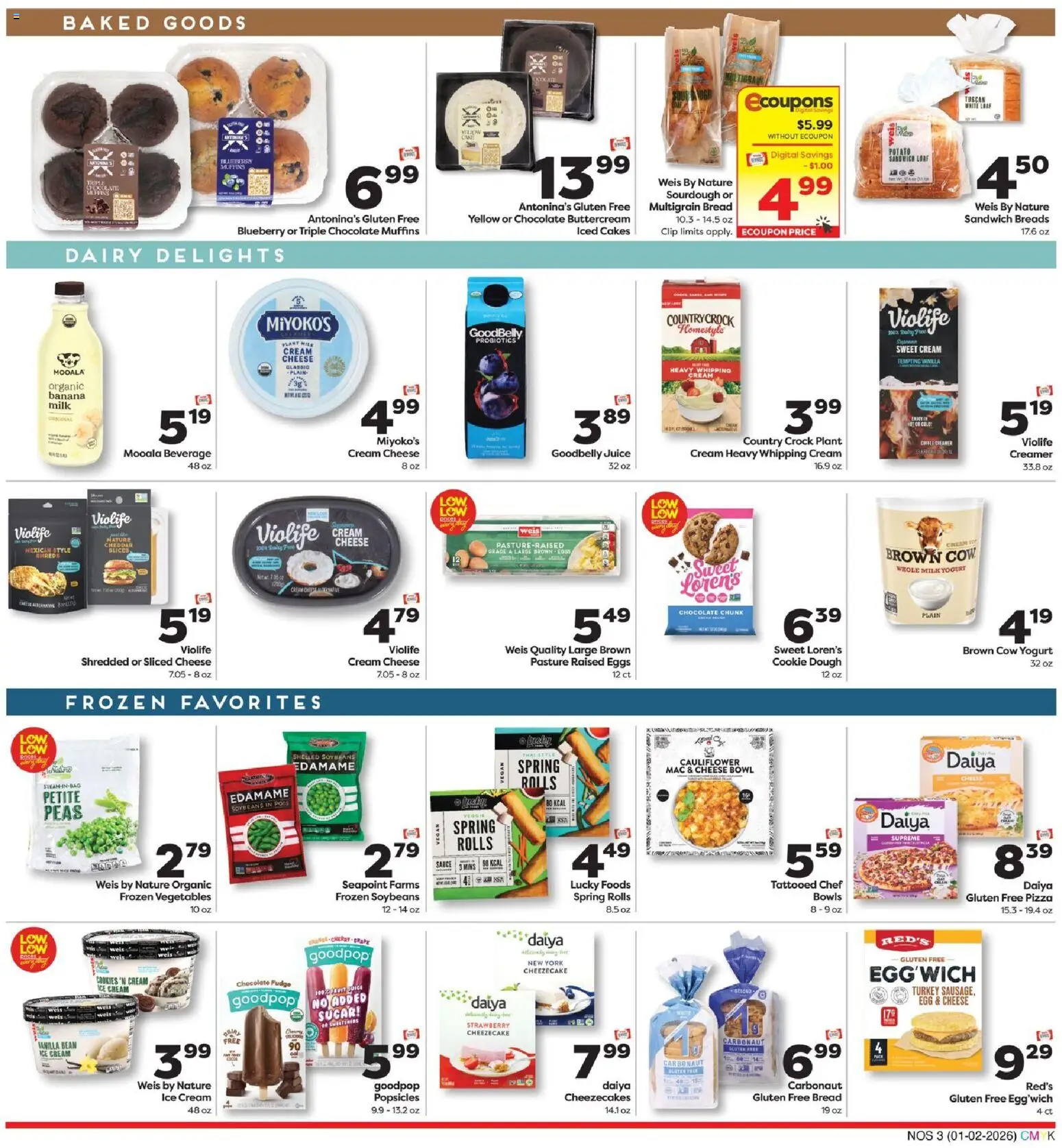 Weis Natural & Living - valid from 02.01.2026 | Page: 3 | Products: Pizza, Juice, Sauce, Cauliflower