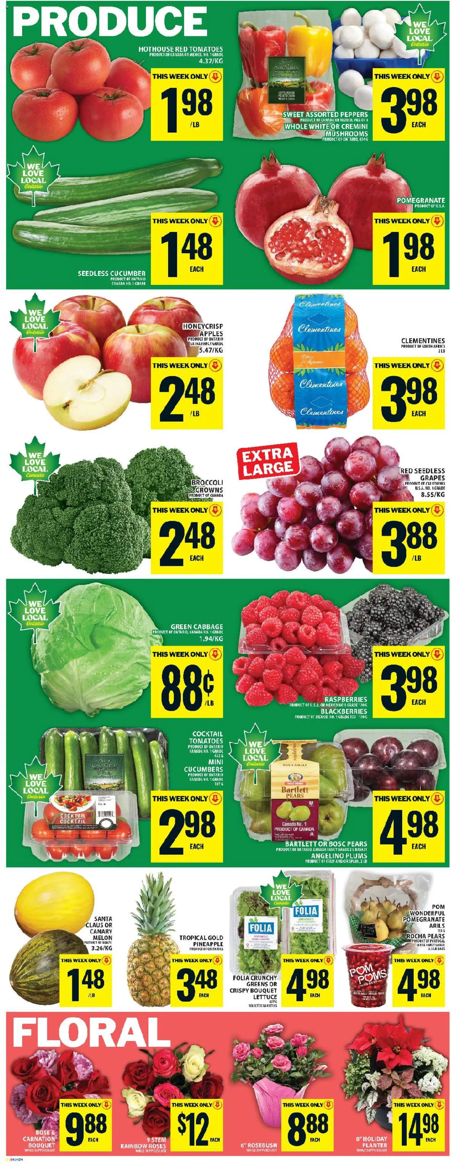 Food Basics flyer valid from 20.11.2025 | Page: 7 | Products: Pineapple, Cucumbers, Basket, Tomatoes