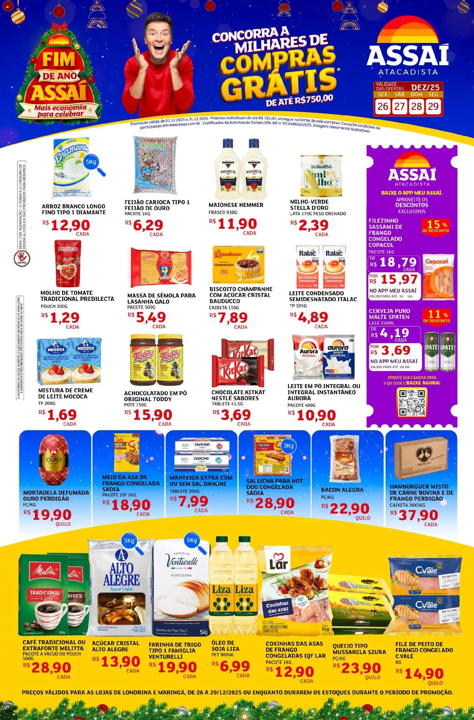 Assaí Atacadista Folheto - válido de 26.12.2025 | Página: 1 | Produtos: Farinha de trigo, Óleo, Cerveja, Frango
