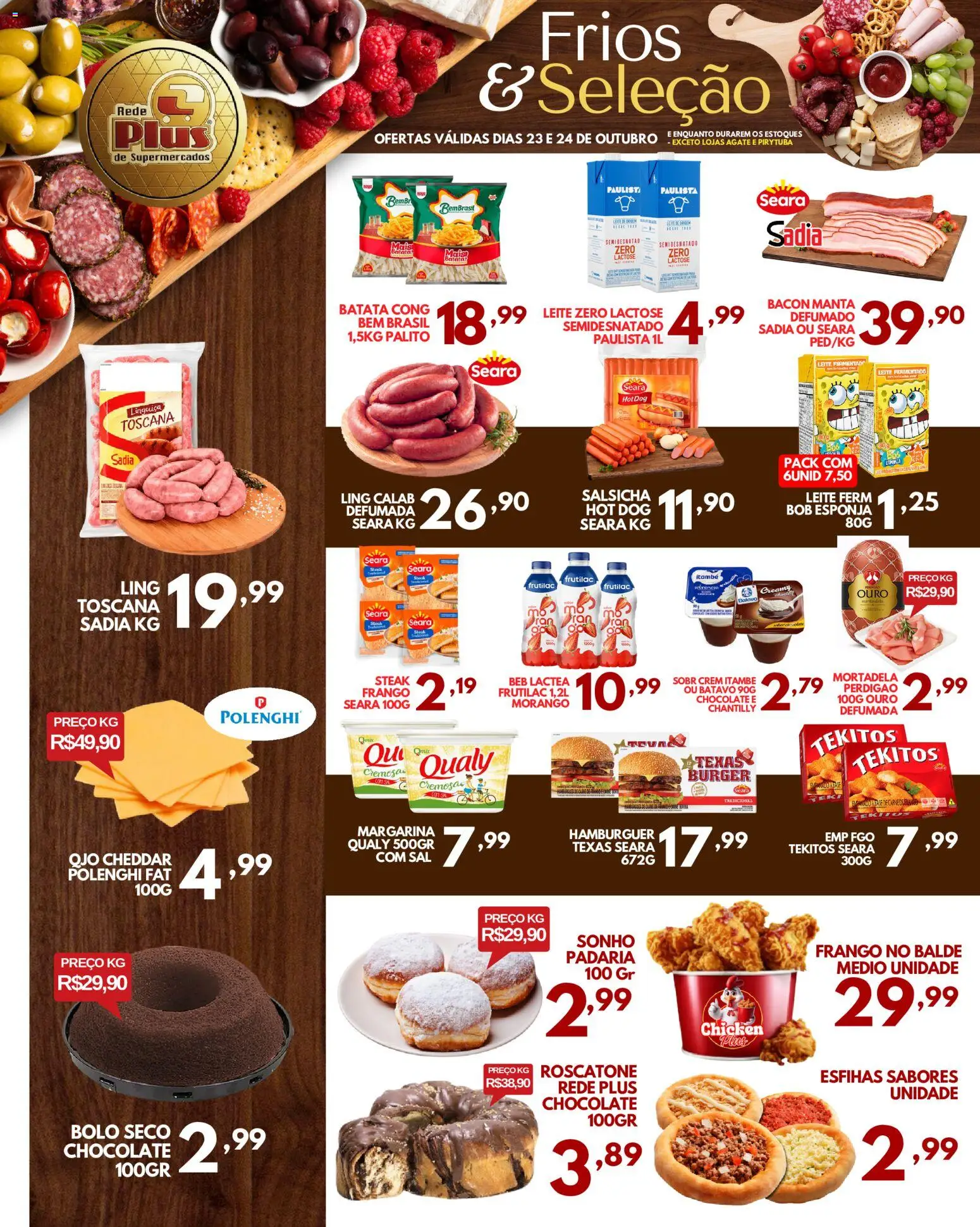Rede Plus Supermercados Folheto - válido de 22.10.2025 | Página: 3 | Produtos: Linguiça, Hambúrguer, Margarina, Balde