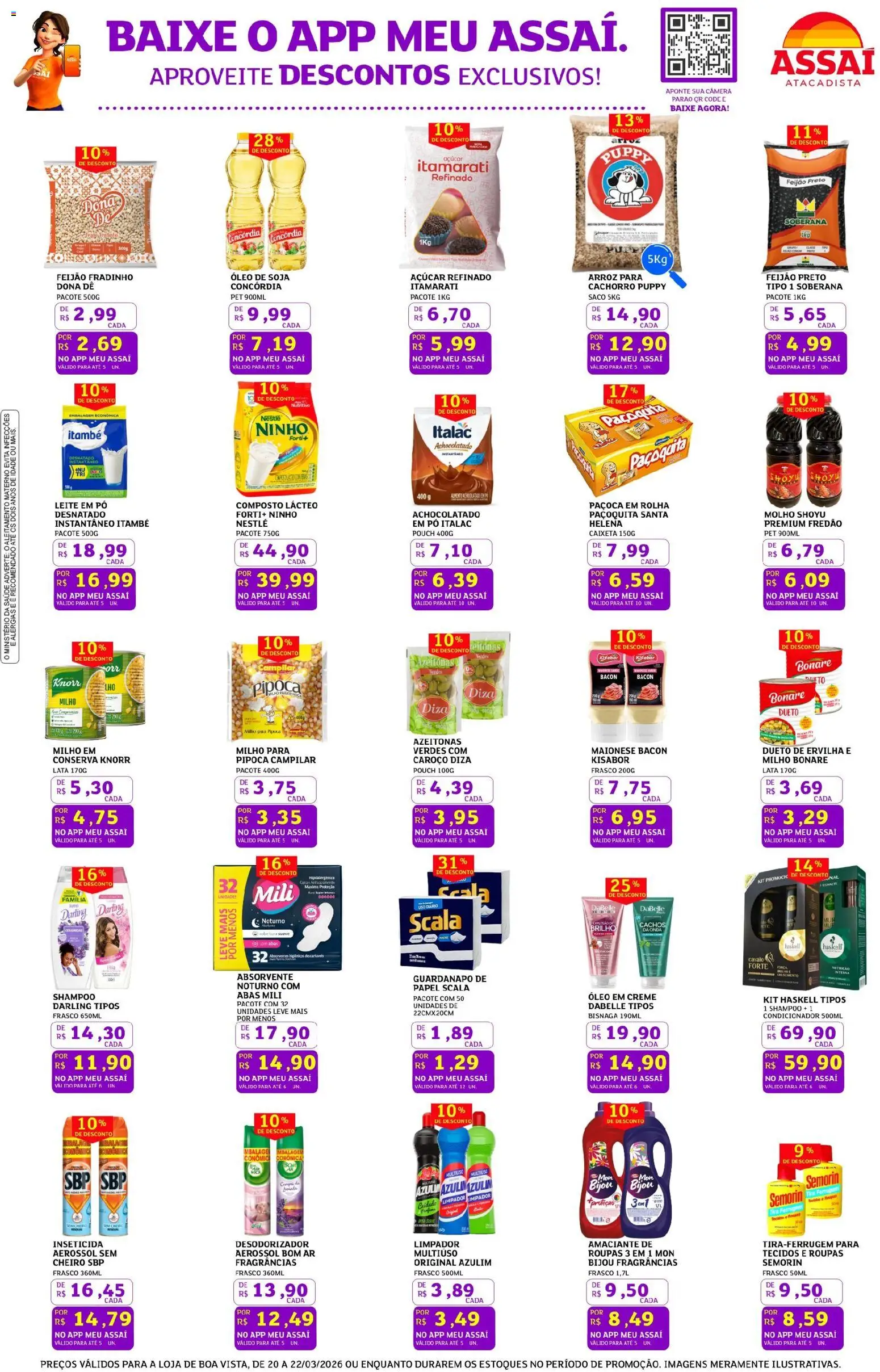 Assaí Atacadista Folheto - válido de 20.03.2026 | Página: 3 | Produtos: Feijão, Leite, Óleo, Paçoca