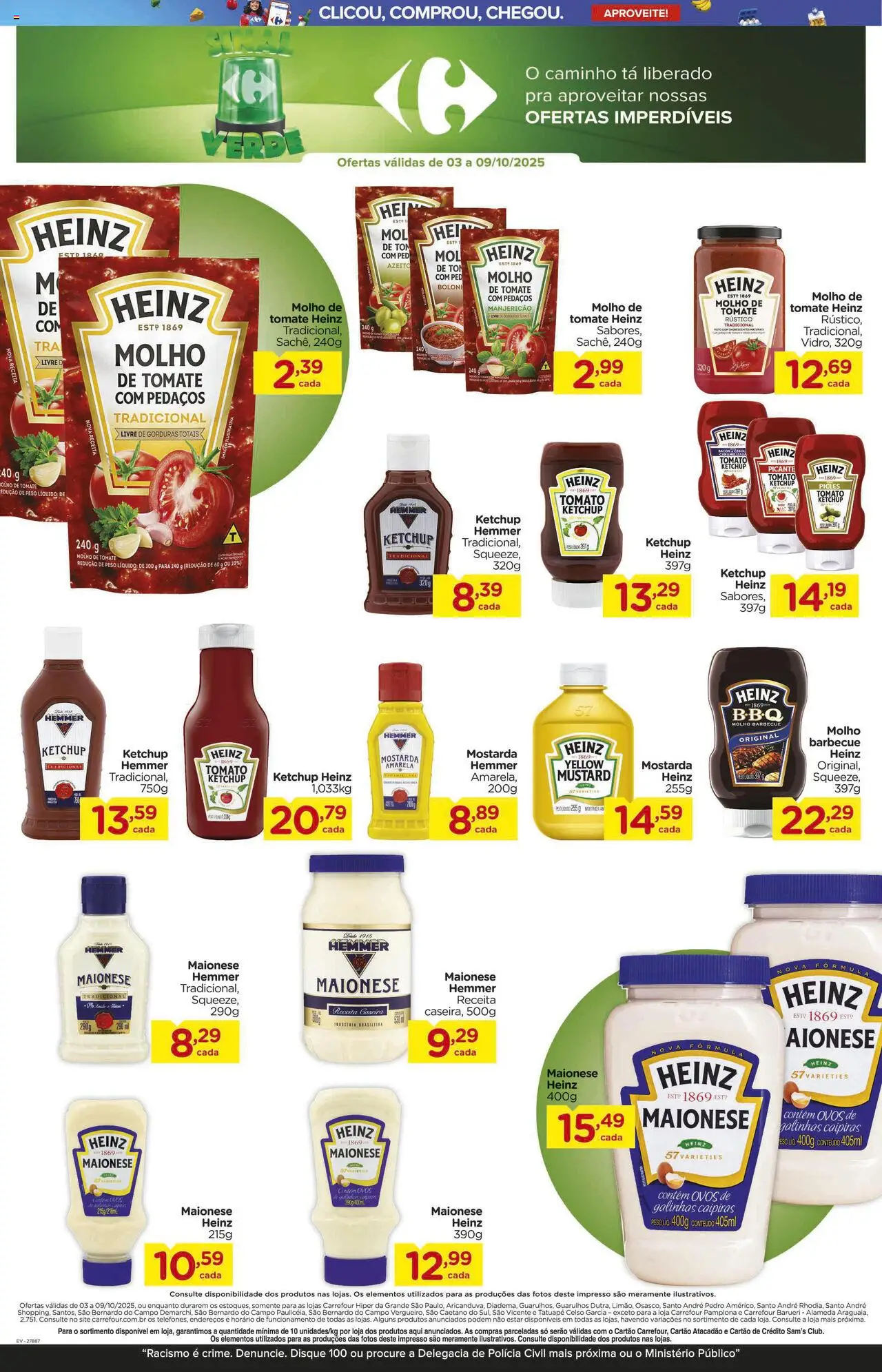 Carrefour Folheto - válido de 03.10.2025 | Página: 10 | Produtos: Manjericão, Ovos, Ketchup, Maionese