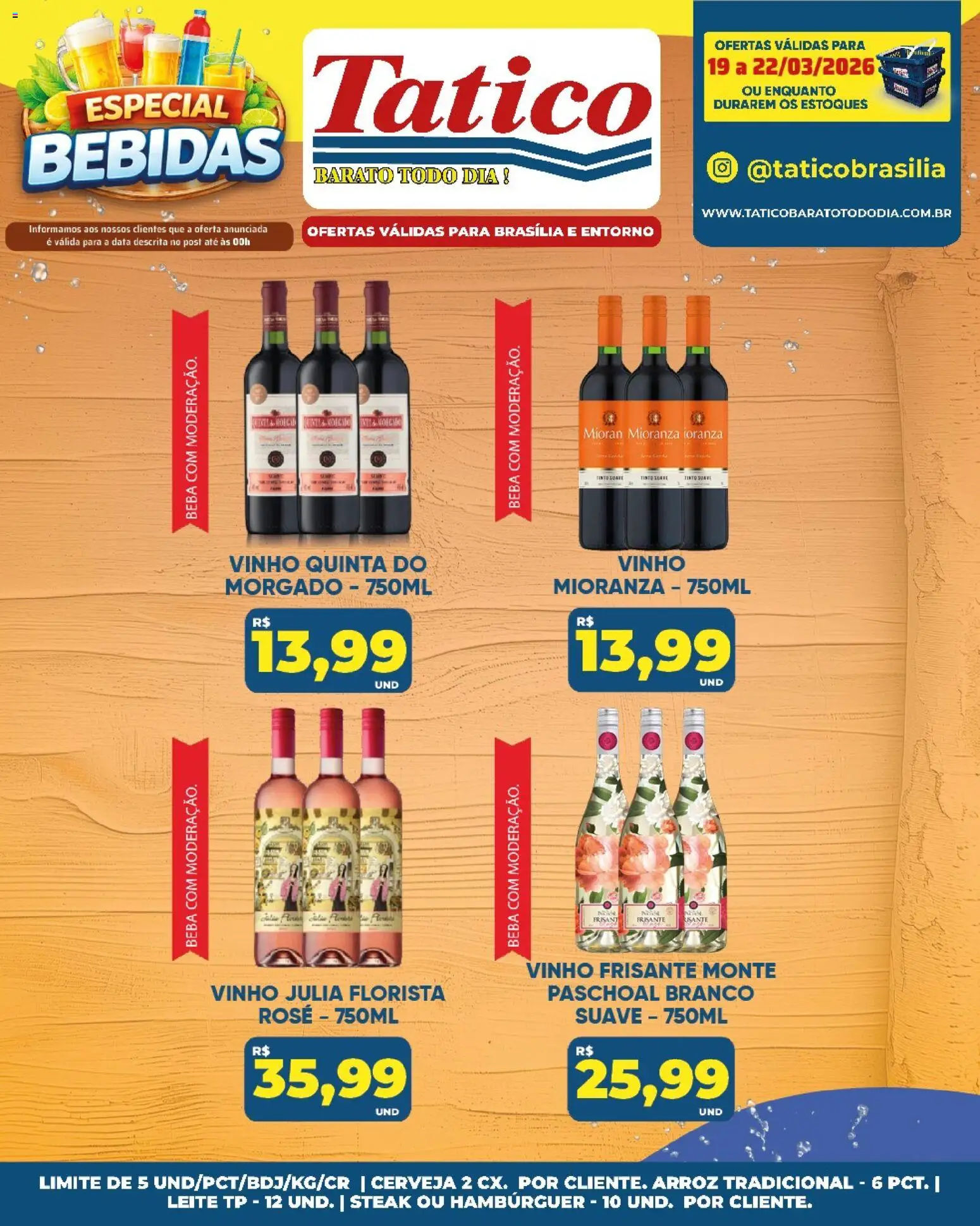 Tatico Folheto - válido de 19.03.2026 | Página: 26 | Produtos: Leite, Vinho, Cerveja, Arroz