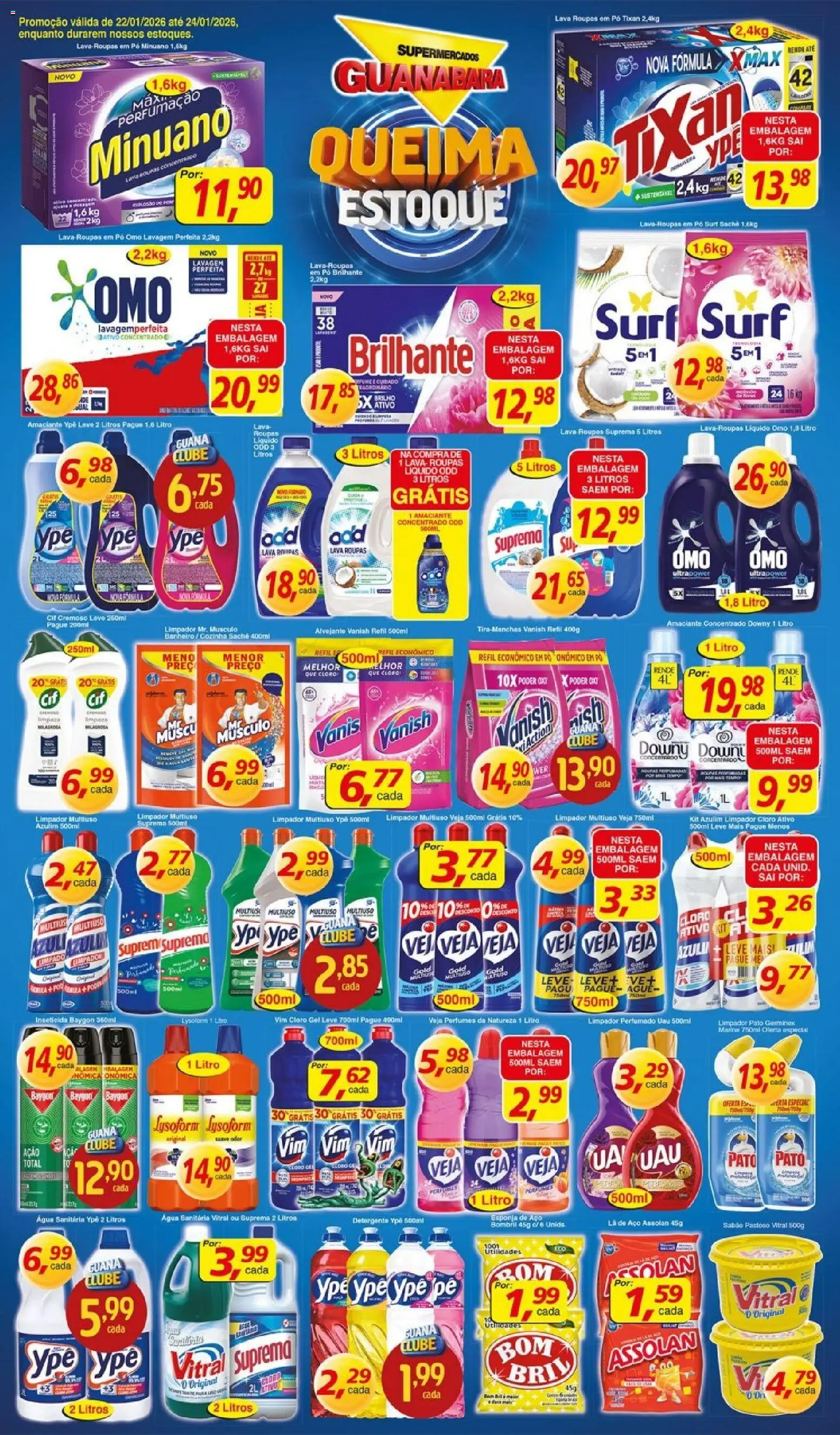 Supermercados Guanabara Folheto - válido de 22.01.2026 | Página: 8 | Produtos: Esponja, Roupas, Esponja de aço, Água sanitária