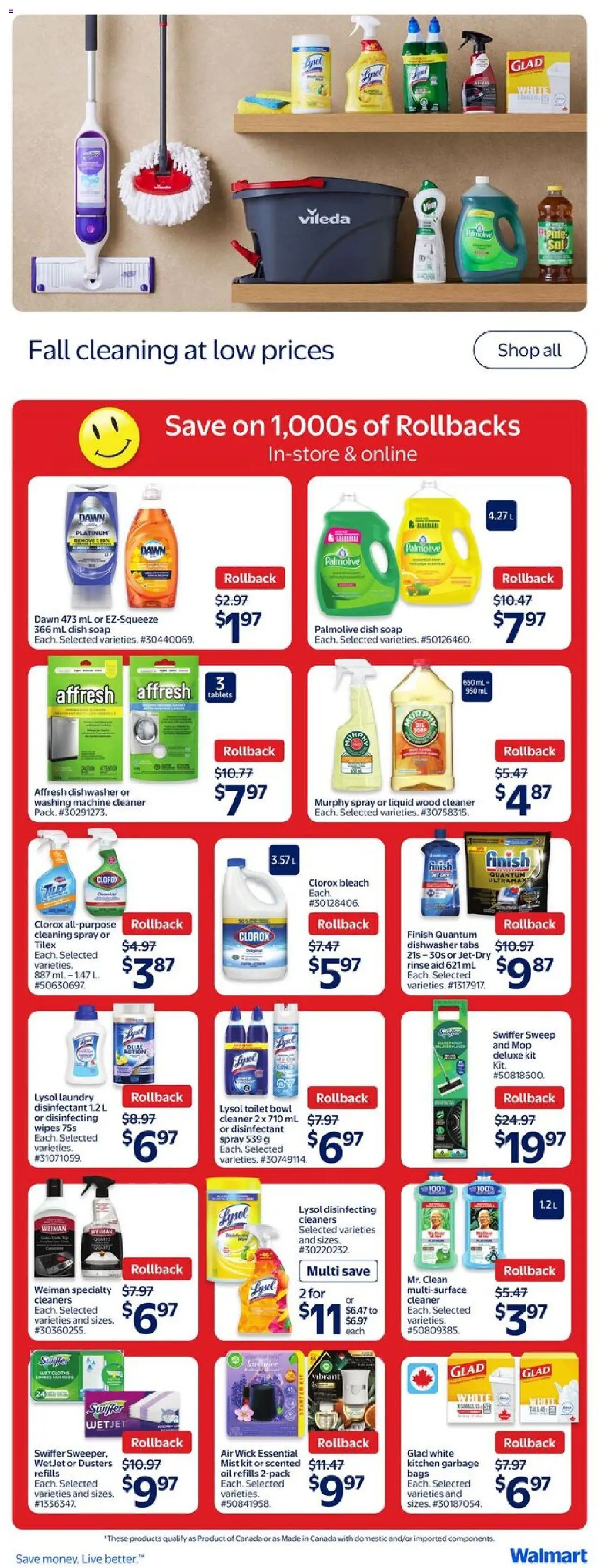 Walmart flyer valid from 11.09.2025 | Page: 16 | Products: Washing machine, Dishwasher, Soap, Oil