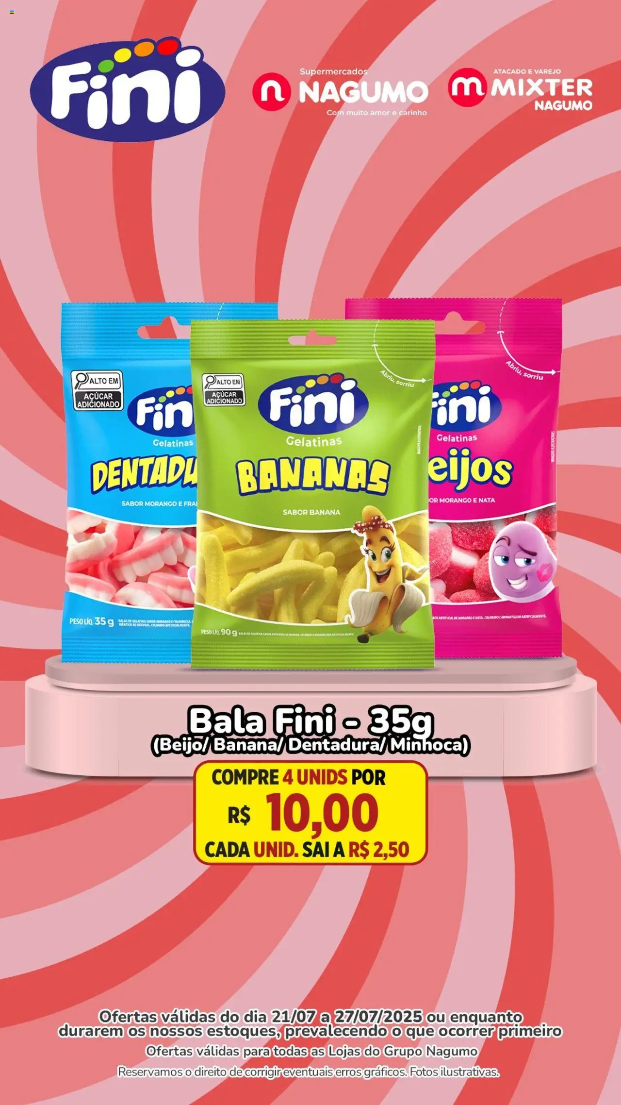 Nagumo Folheto - válido de 21.07.2025 | Página: 1 | Produtos: Bananas, Nata, Açúcar, Bala