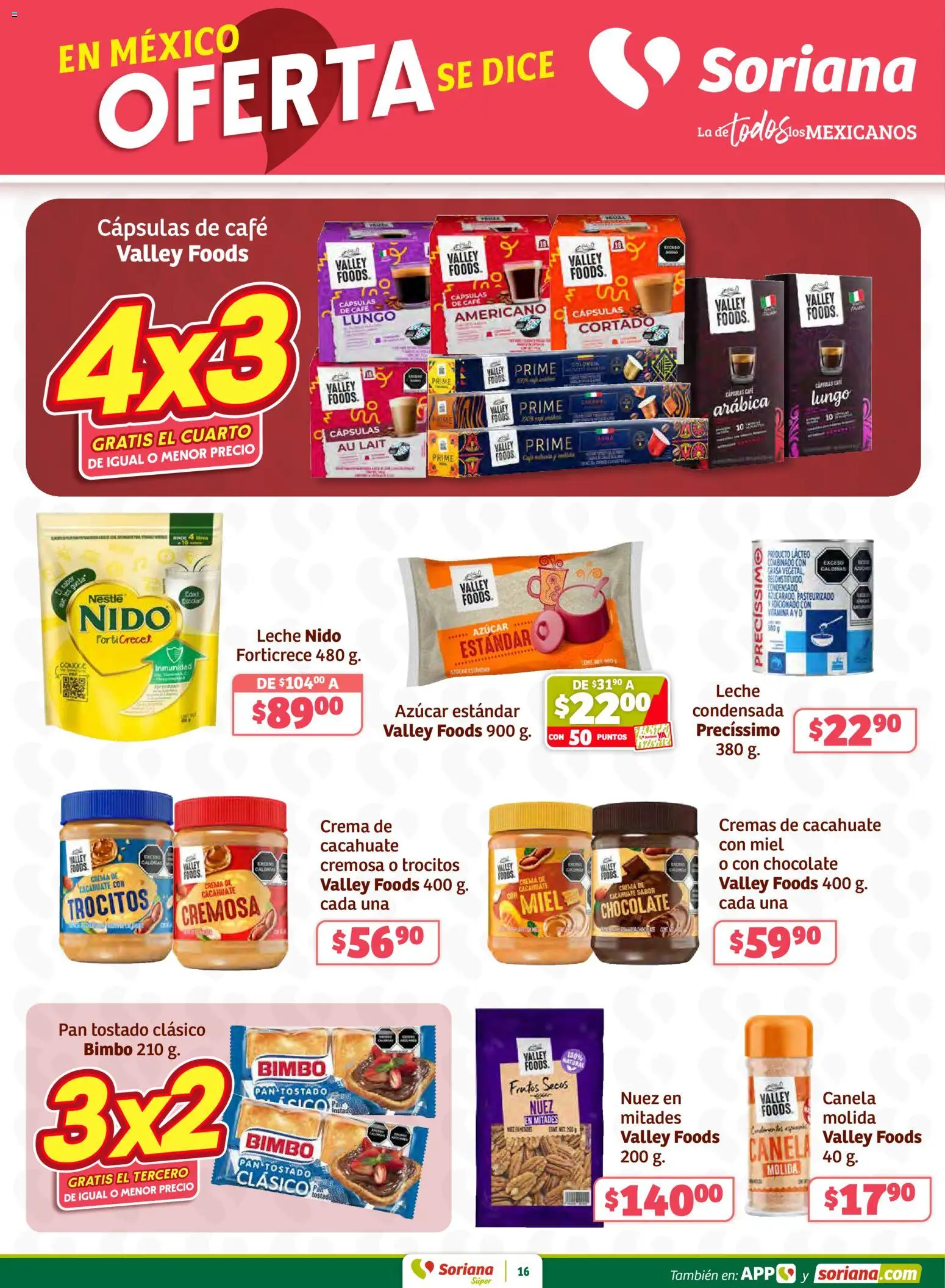 Nuevas ofertas de Soriana válidas en toda la República Mexicana desde el 27.02.2026. ¡Encuentra las mejores ofertas en Soriana Preciazazaso Súper: Camp, Chia, Oax, Q. Roo, Tab, Yuc! | Página: 16 | Productos: Leche, Café, Chocolate, Nuez