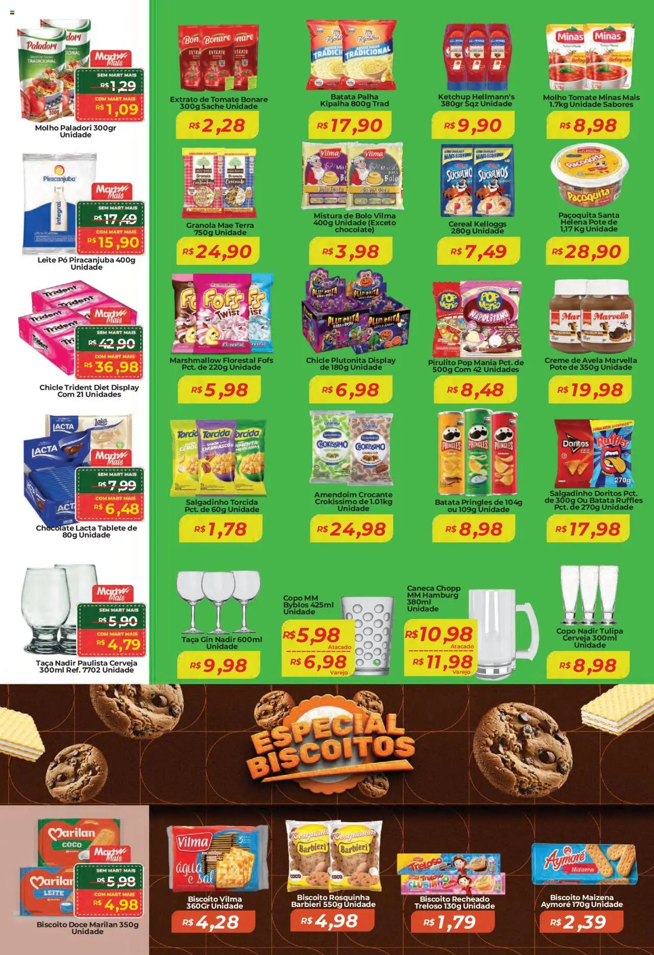 Mart Minas Folheto - válido de 14.08.2025 | Página: 3 | Produtos: Biscoito, Chocolate, Batata, Creme de avelã