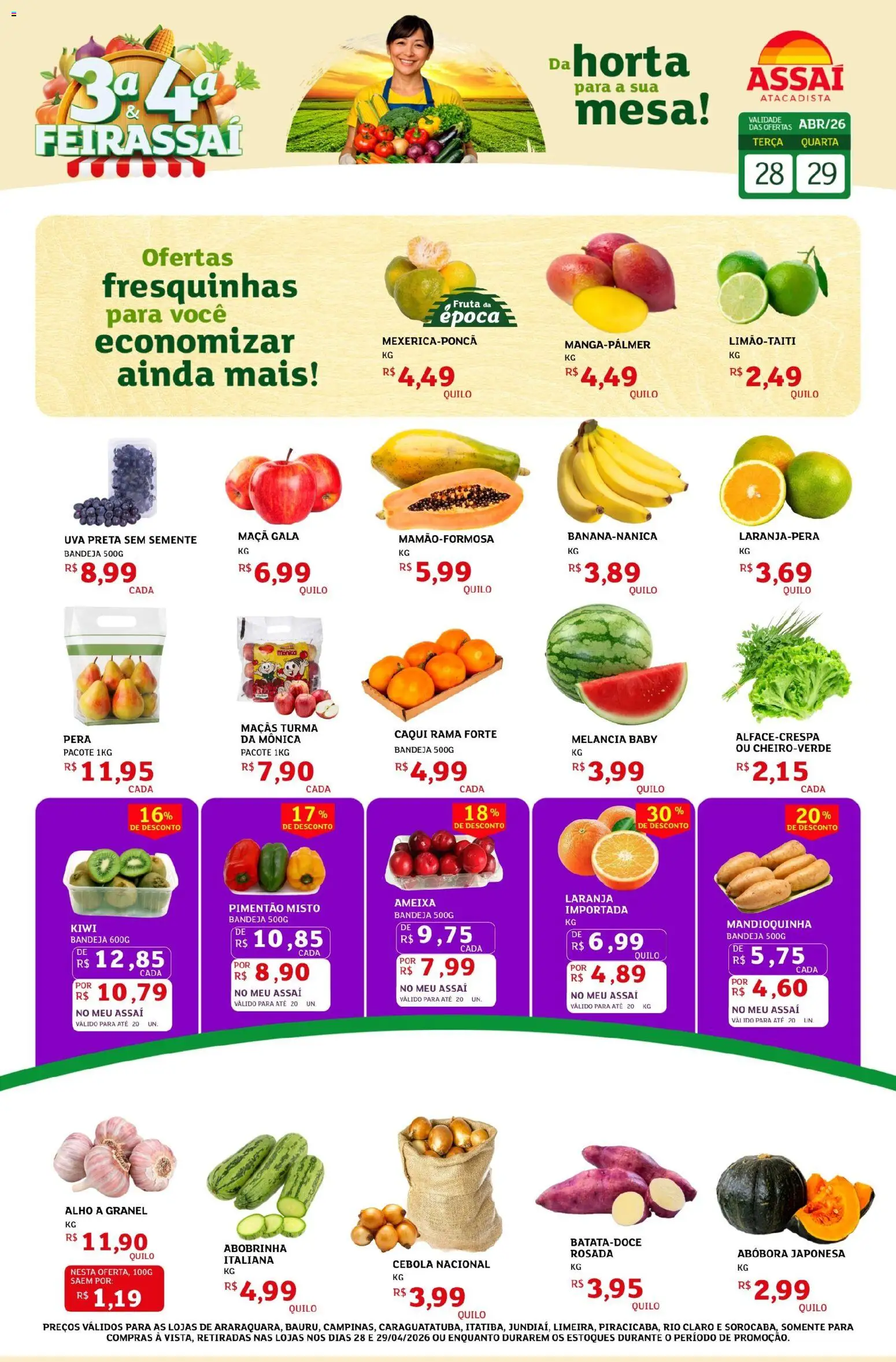 Assaí Atacadista Folheto - válido de 28.04.2026 | Página: 1 | Produtos: Melancia, Abóbora, Cebola, Kiwi