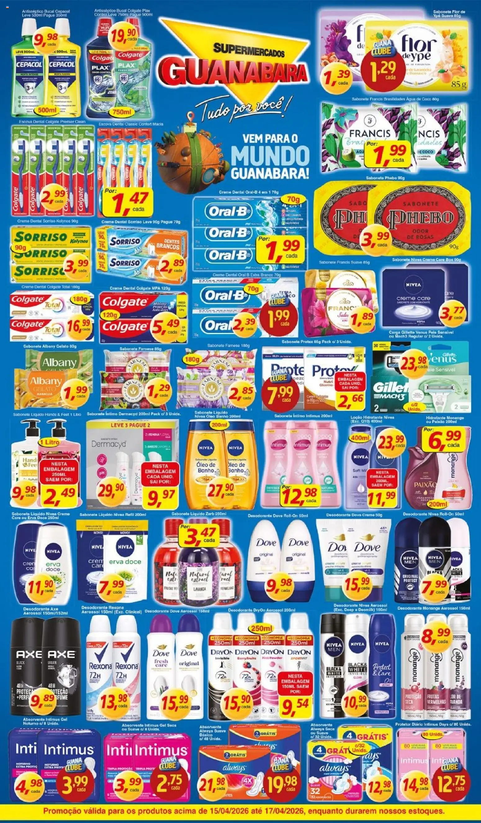 Supermercados Guanabara Folheto - válido de 15.04.2026 | Página: 9 | Produtos: Desodorante, Dove, Creme dental, Absorvente