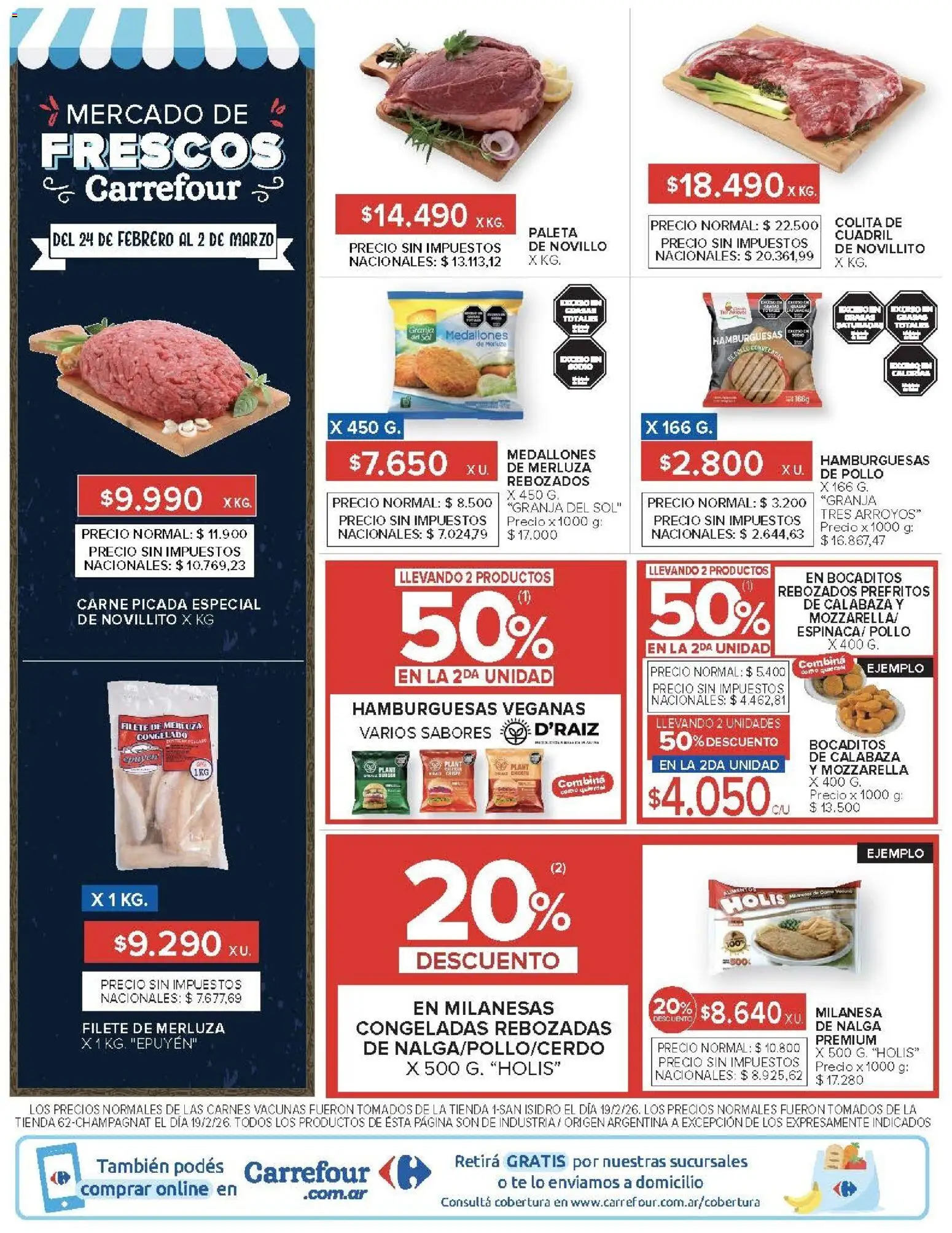 Carrefour ofertas │ válido desde el 24.02.2026 | Página: 50 | Productos: Pollo, Milanesa, Paleta, Té