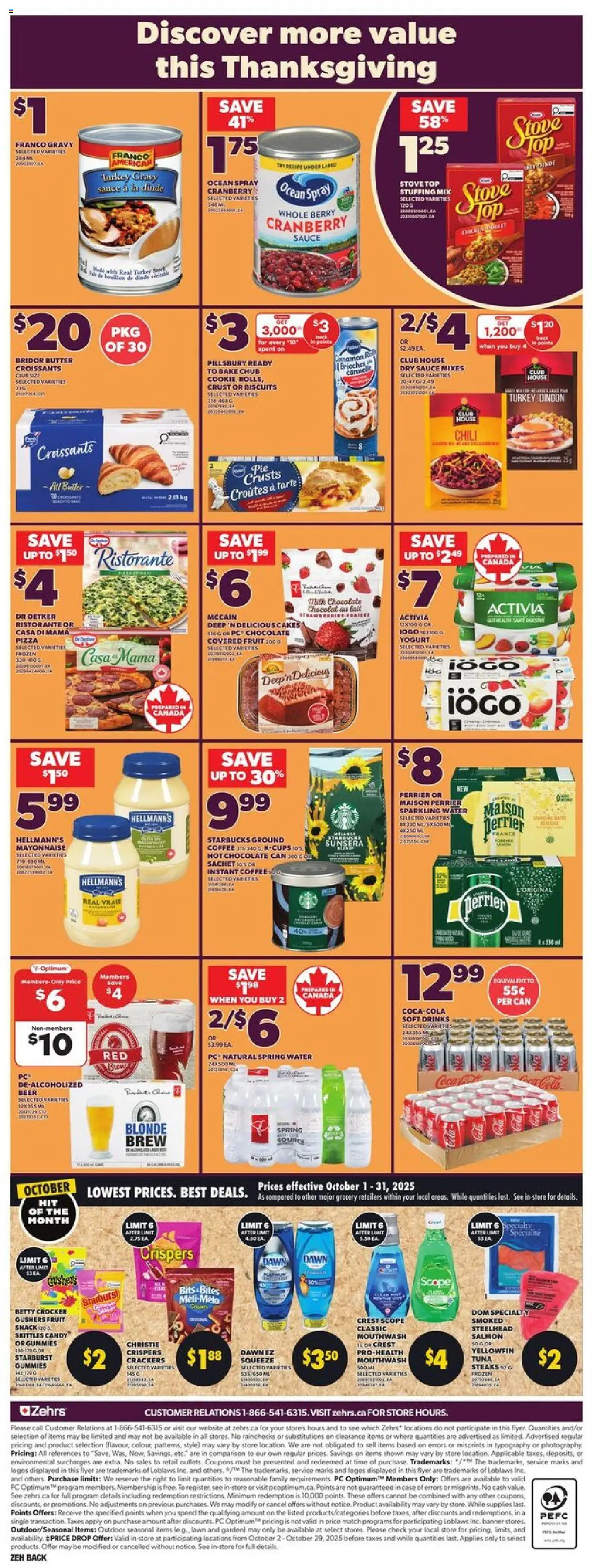 Zehrs flyer valid from 02.10.2025 | Page: 4 | Products: Stove, Yogurt, Pizza, Beer