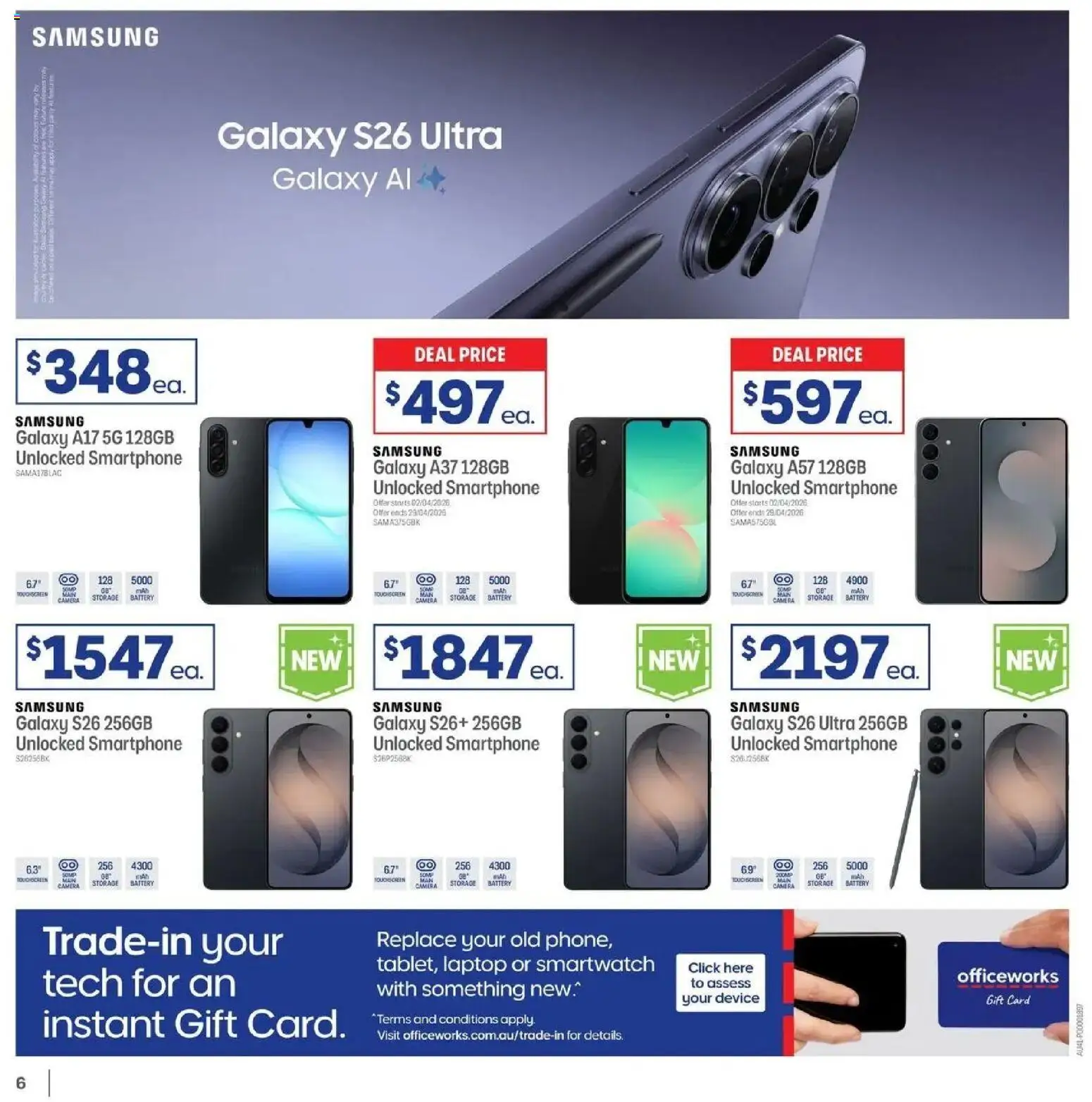 Officeworks catalogue - valid from 31.03.2026 | Page: 6 | Products: Smartphone, Device, Camera, Smartwatch