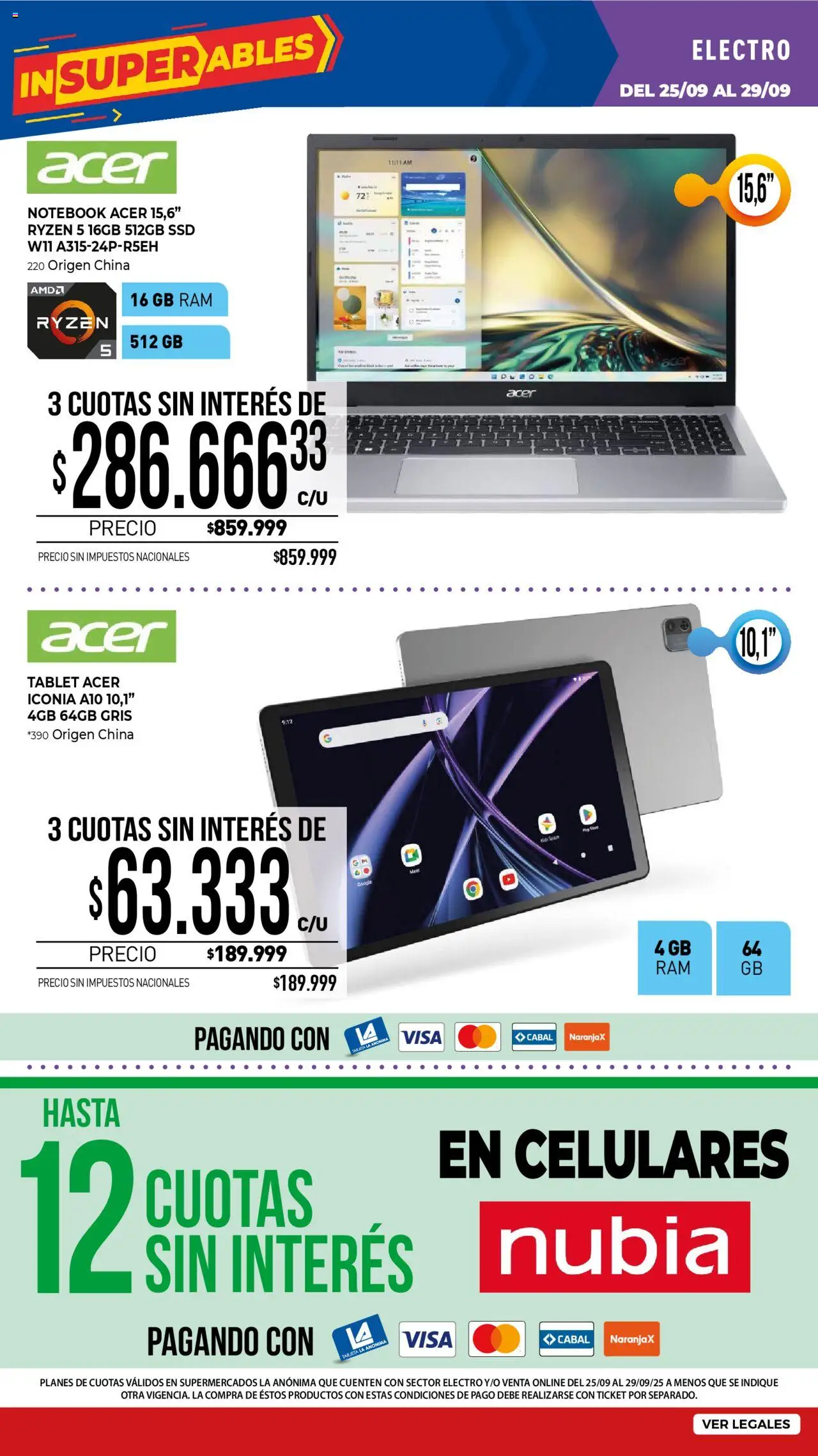 La Anonima catálogo │ válido desde el 25.09.2025 | Página: 33 | Productos: Tablet, Notebook