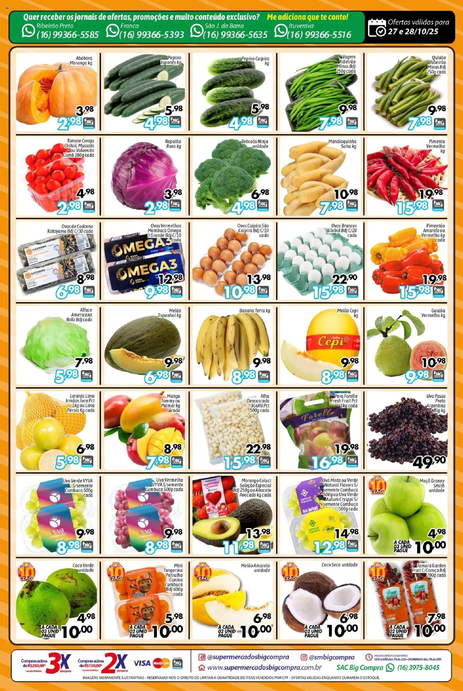Big Compra Folheto - válido de 27.10.2025 | Página: 2 | Produtos: Melão, Ômega 3, Moranga, Ovos de codorna