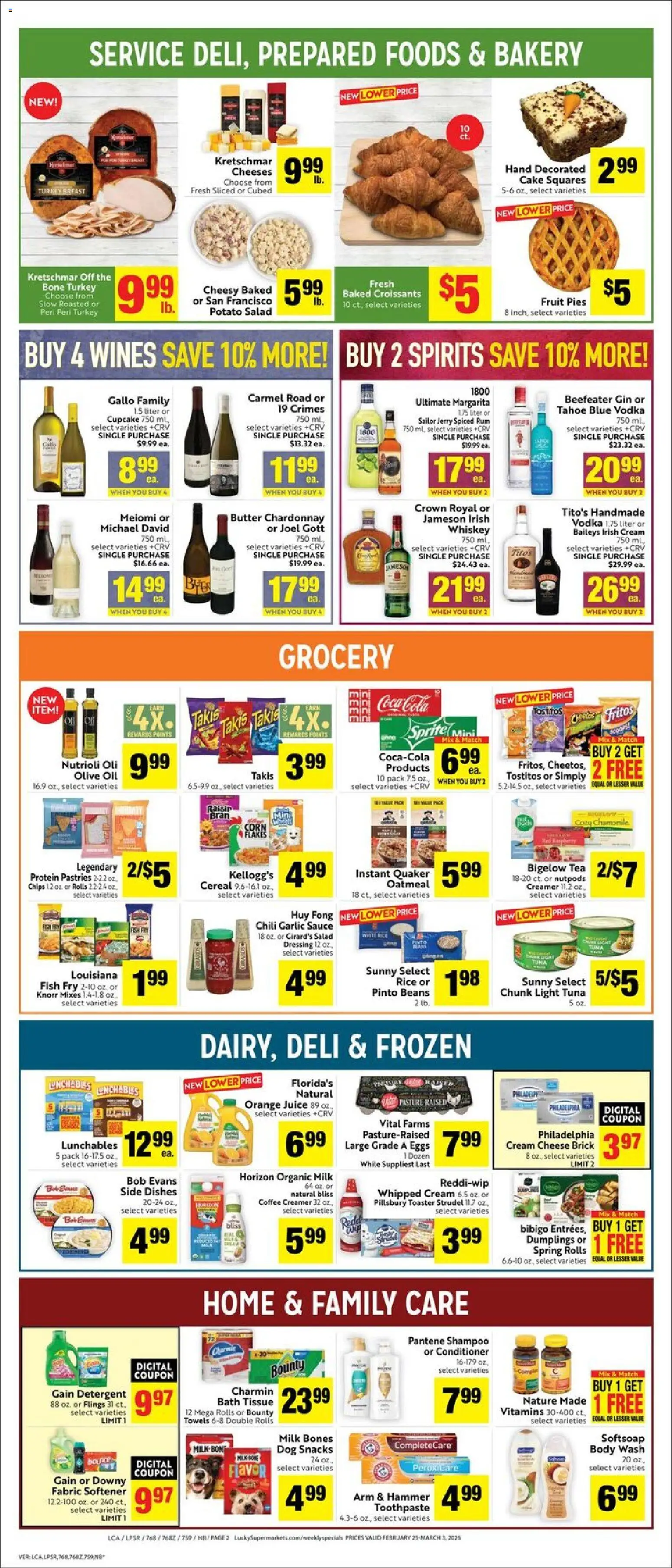 Lucky Supermarkets Weekly Ad - valid from 25.02.2026 | Page: 2 | Products: Shampoo, Conditioner, Cheese, Eggs