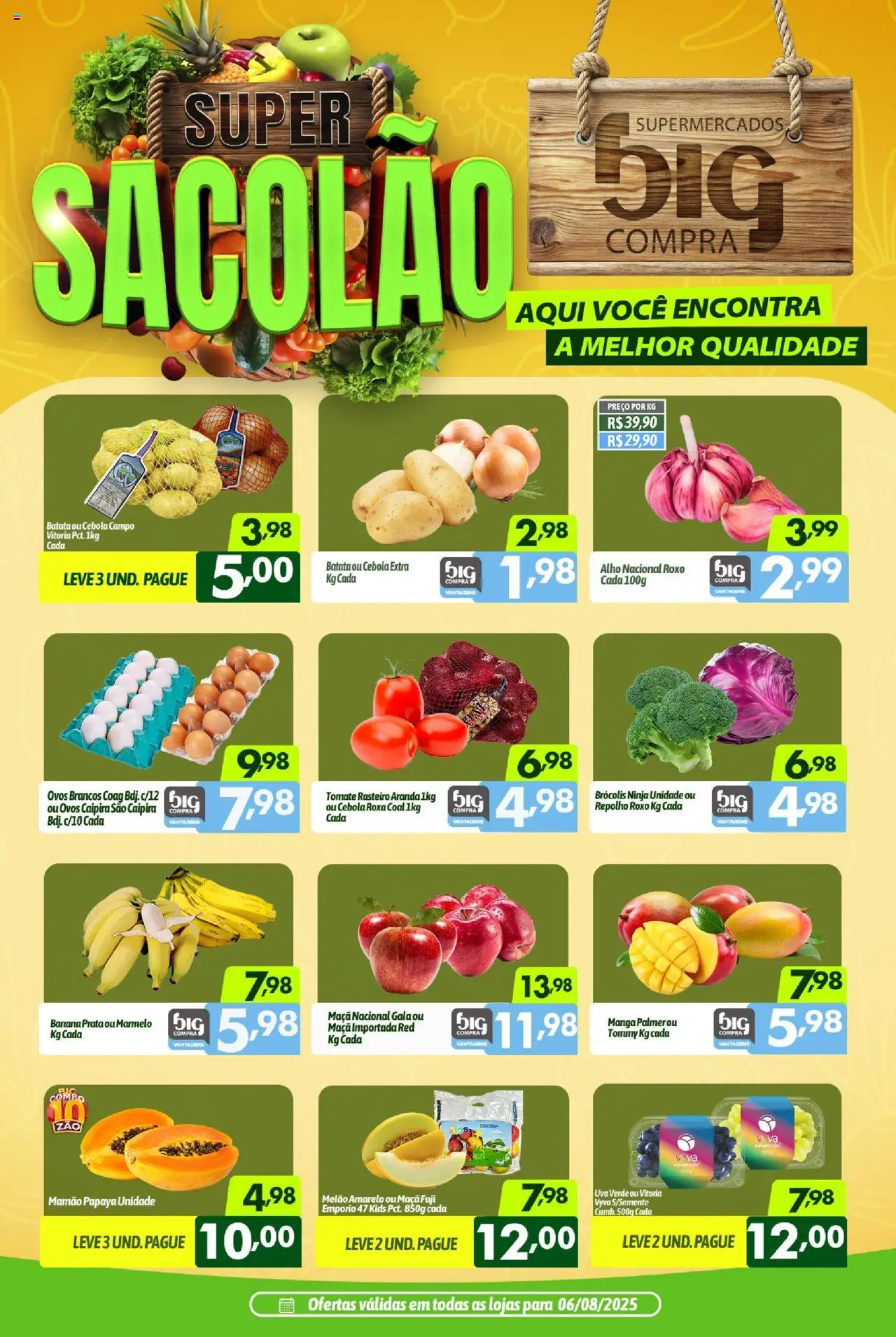 Big Compra Folheto - válido de 06.08.2025 | Página: 1 | Produtos: Cebola, Repolho, Mamão, Brócolis