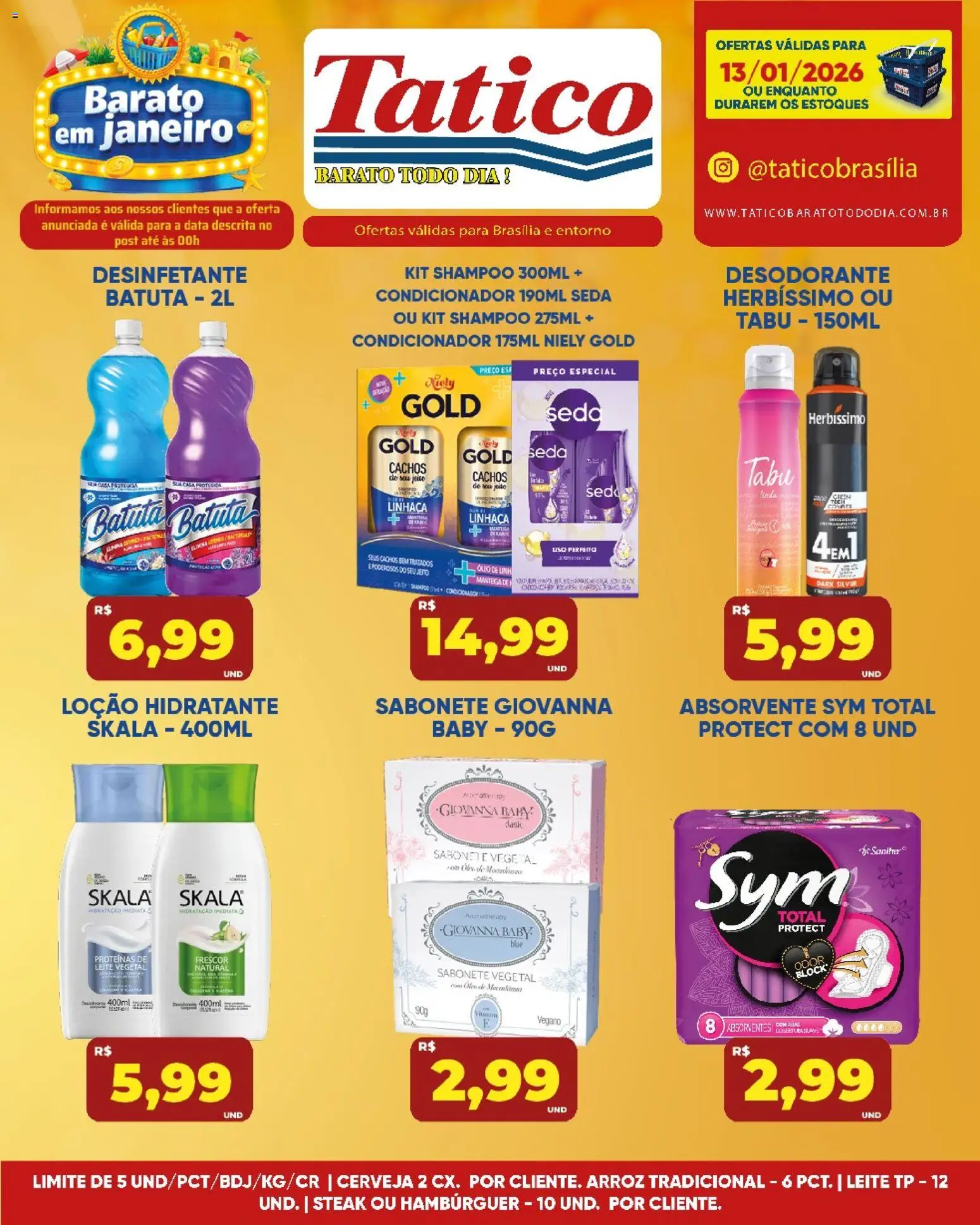 Tatico Folheto - válido de 14.01.2026 | Página: 26 | Produtos: Linhaça, Leite, Hambúrguer, Batata