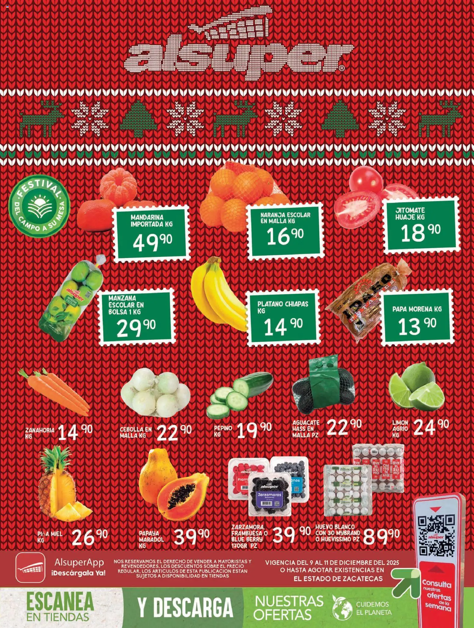 Nuevas ofertas de Alsuper válidas en toda la República Mexicana desde el 09.12.2025. ¡Encuentra las mejores ofertas en Alsuper folleto Zacatecas! | Página: 1 | Productos: Bolsa, Aguacate, Piña, Sobre
