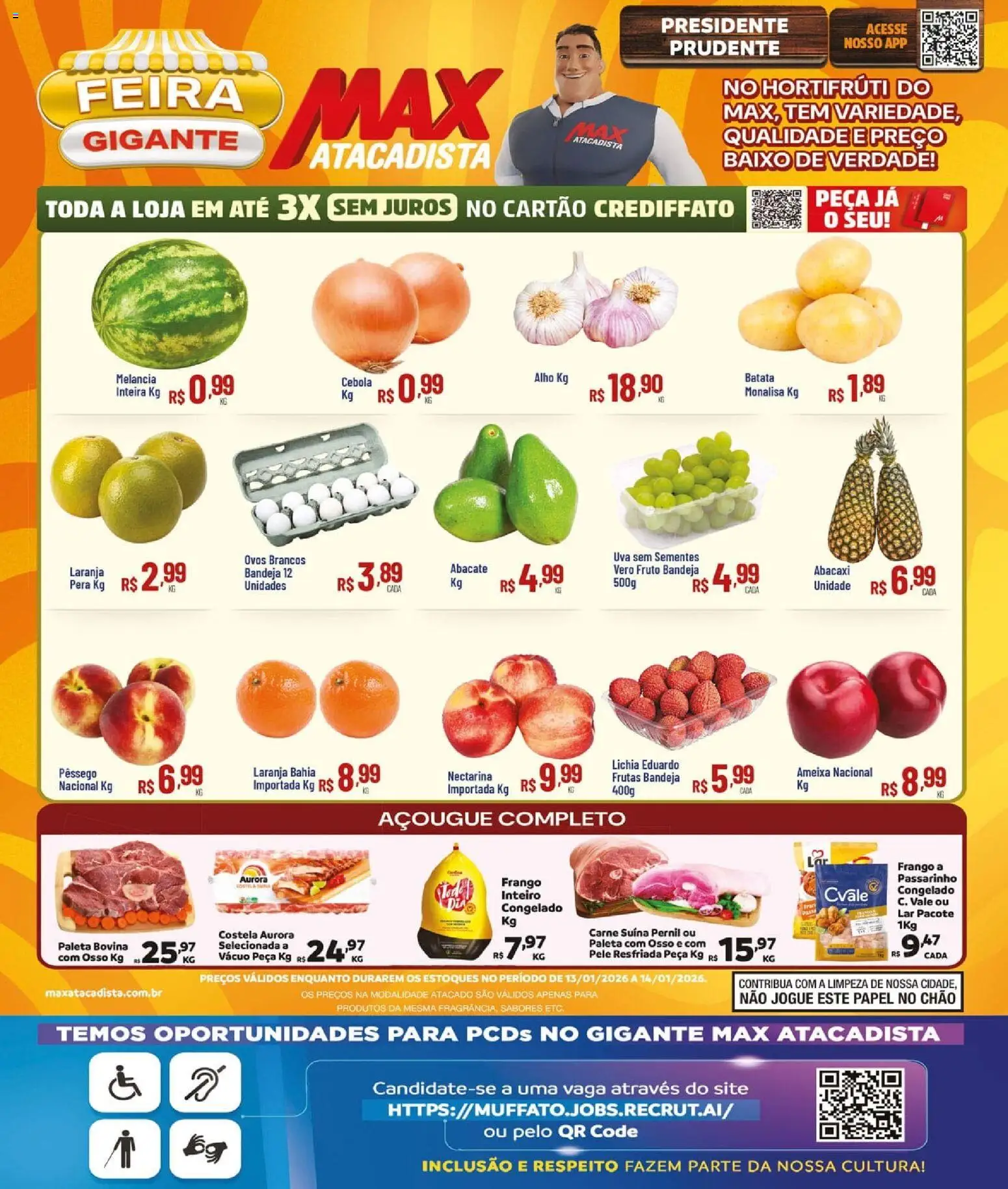 Max Atacadista Folheto - válido de 13.01.2026 | Página: 1 | Produtos: Pera, Abacaxi, Frango, Ameixa