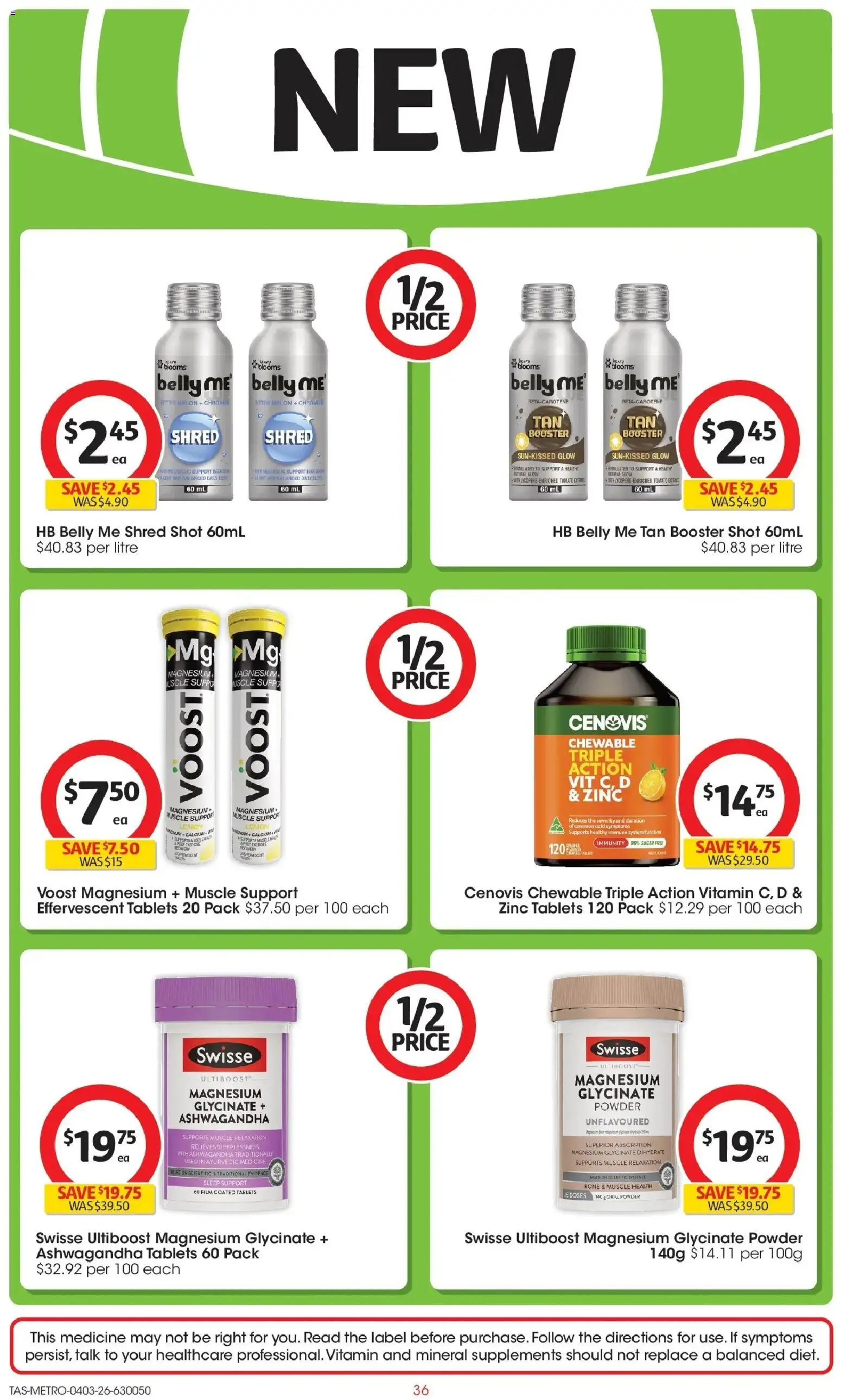 Coles catalogue - valid from 04.03.2026 | Page: 36 | Products: Sugar, Tablets, Vitamin, Zinc