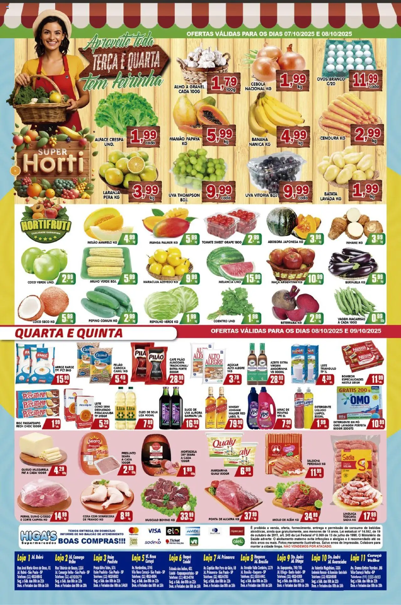 Higa's Supermercado Folheto - válido de 08.10.2025 | Página: 4 | Produtos: Pera, Abóbora, Pernil, Margarina