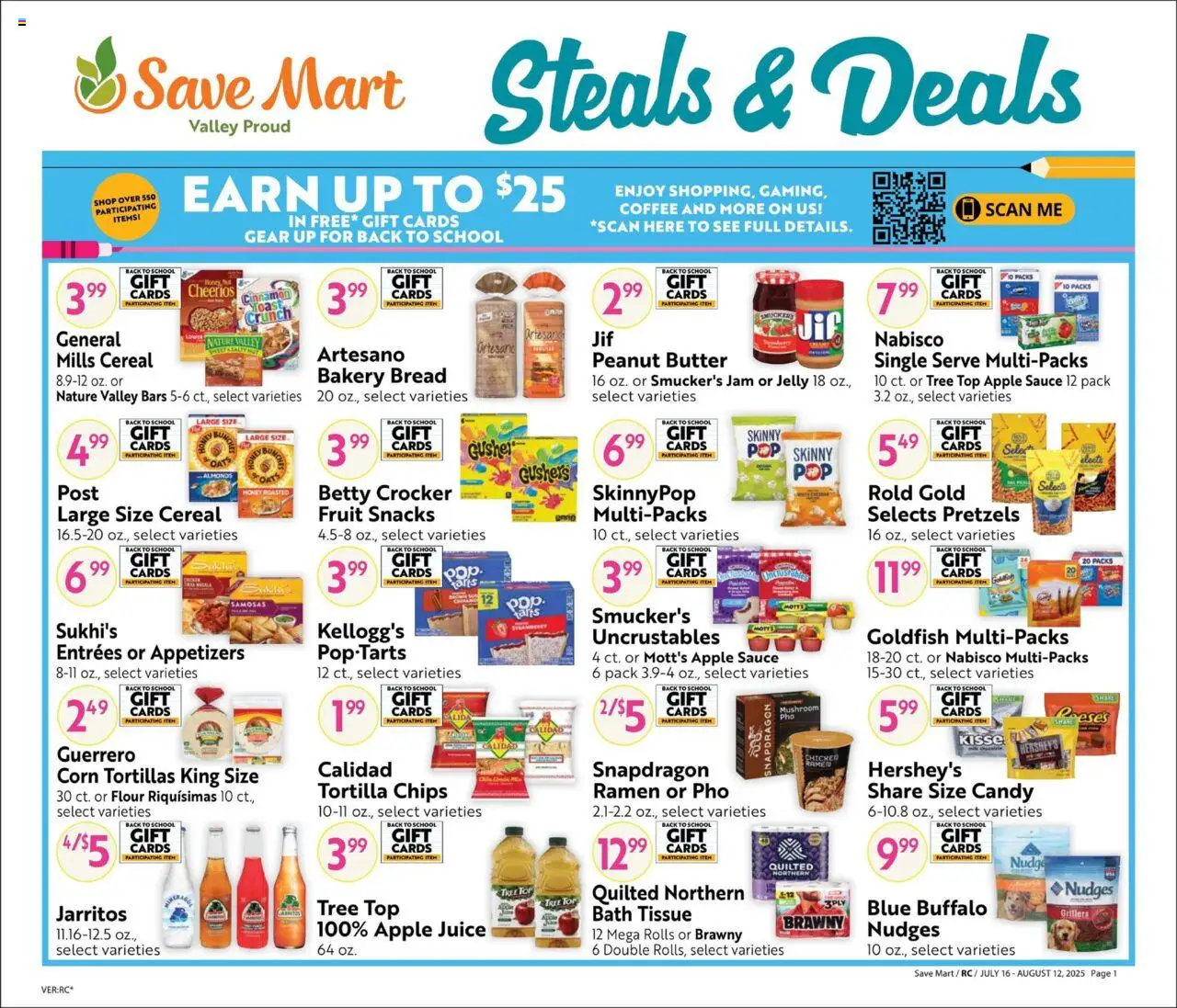 Save Mart Online Savings Guide - valid from 16.07.2025 | Page: 1 | Products: Bakery, Juice, Chips, Sauce