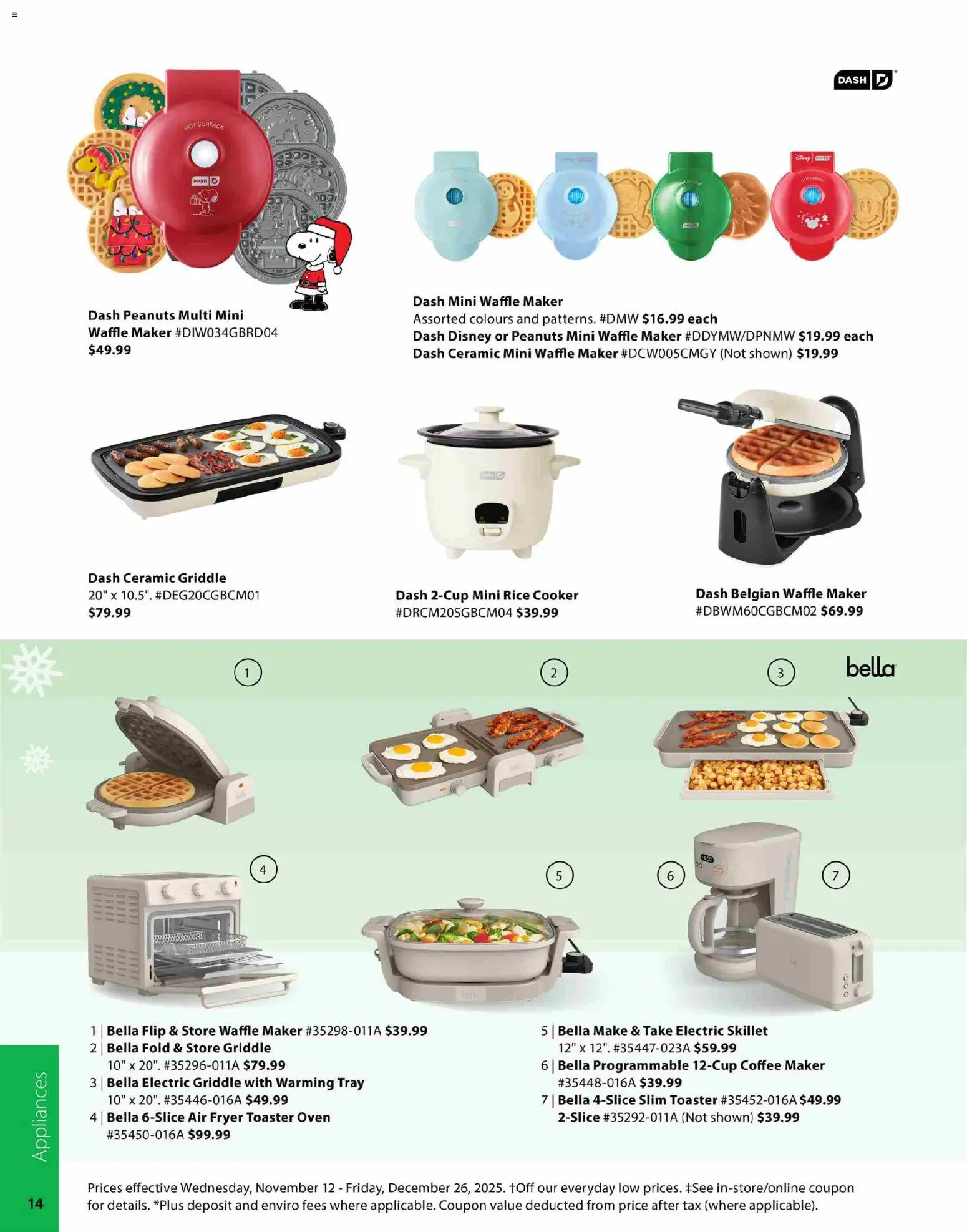 London Drugs flyer valid from 12.11.2025 | Page: 14 | Products: Coffee maker, Toaster, Fryer, Cooker