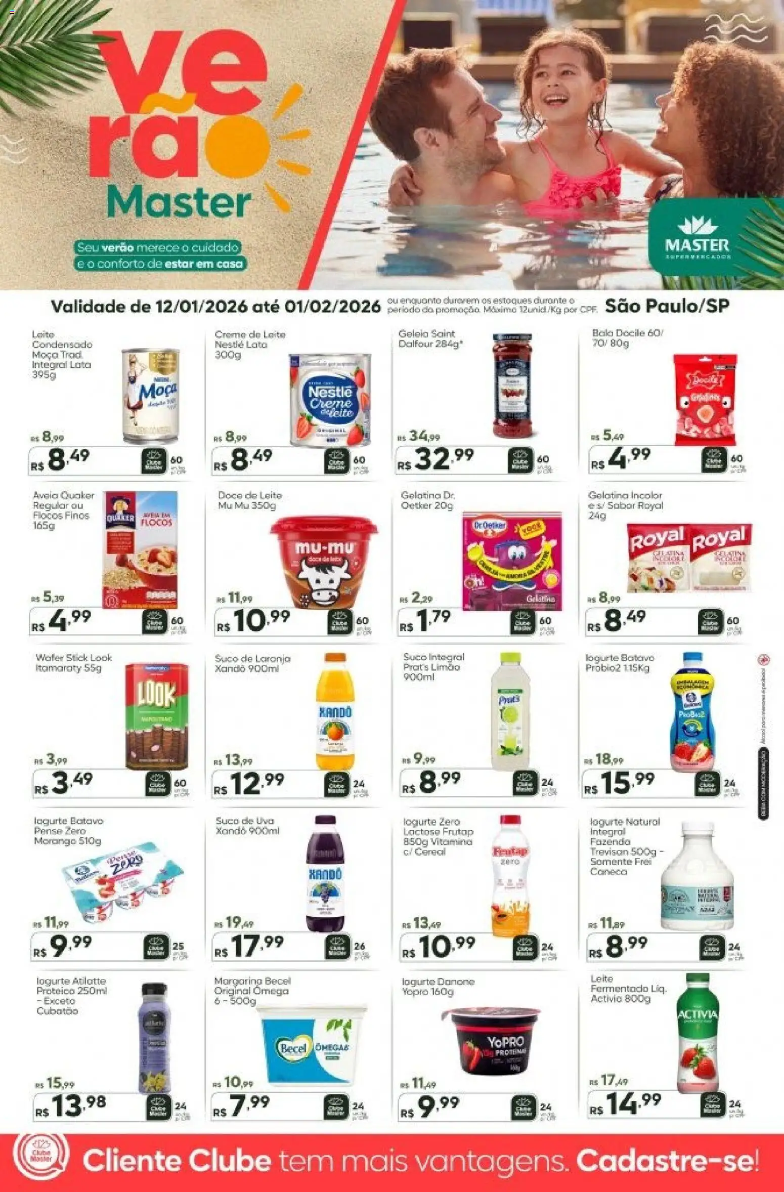 Master Folheto - válido de 12.01.2026 | Página: 2 | Produtos: Leite, Aveia, Bala, Gelatina