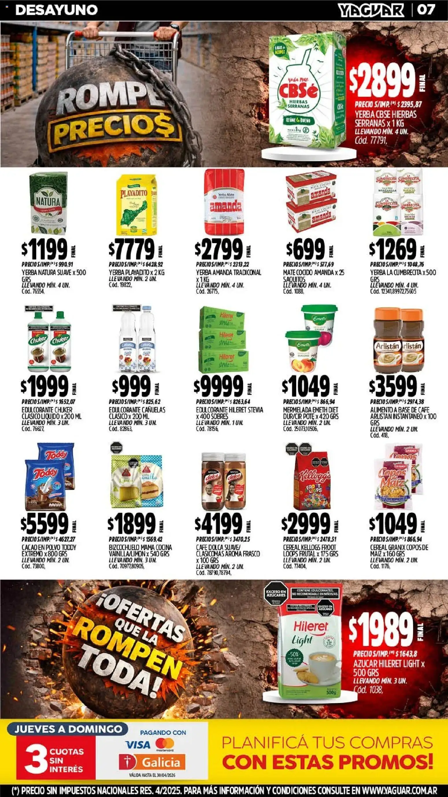 Yaguar - Oferta Semanal Mar del Plata │ válido desde el 13.04.2026 | Página: 7 | Productos: Mate, Yerba, Edulcorante, Maiz