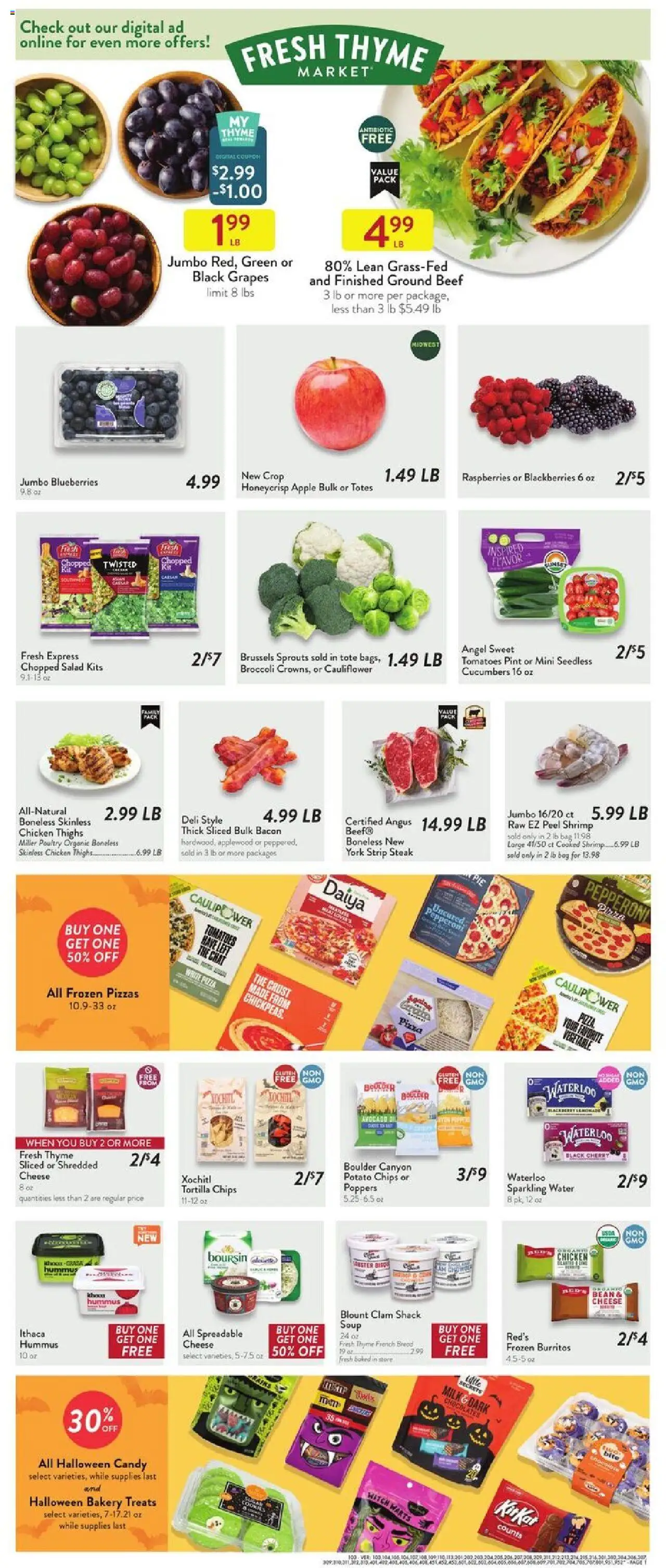 Fresh Thyme Weekly Ad - valid from 22.10.2025 | Page: 3 | Products: Cheese, Tomatoes, Cauliflower, Bag