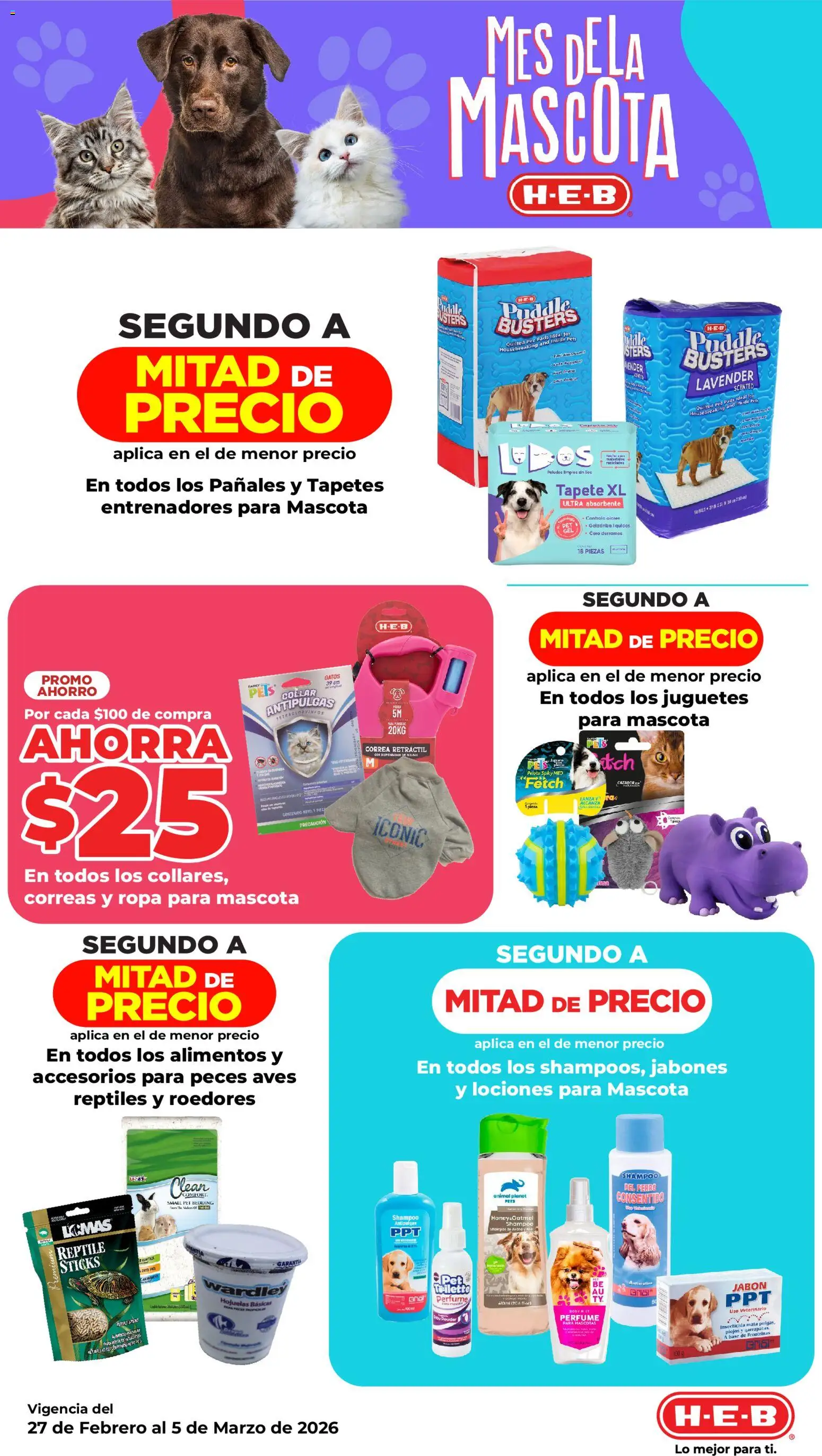Nuevas ofertas de H-E-B válidas en toda la República Mexicana desde el 27.02.2026. ¡Encuentra las mejores ofertas en H-E-B folleto! | Página: 9 | Productos: Pañales, Tapete, Perfume, Jabón
