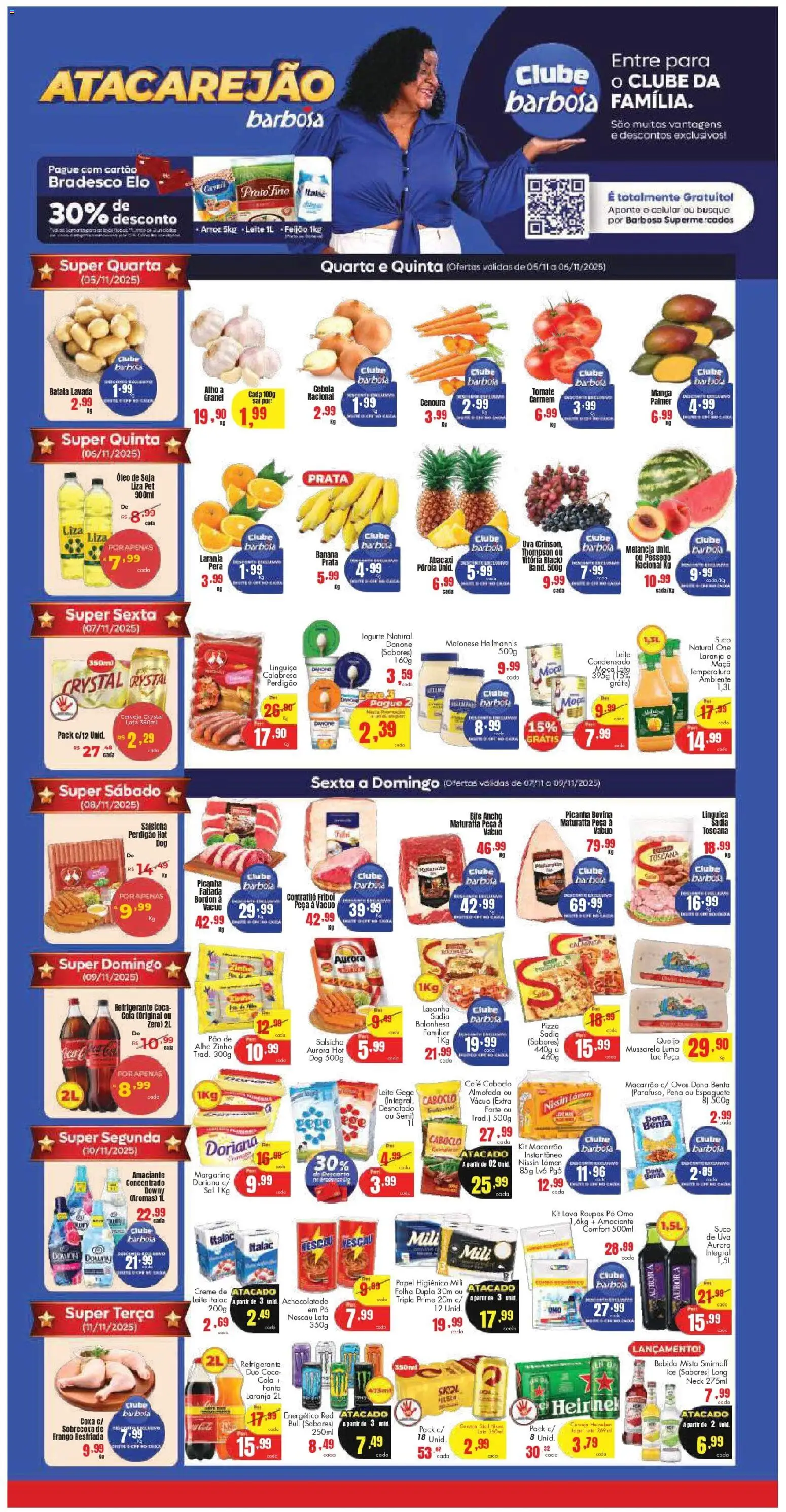 Barbosa Supermercados Folheto - válido de 05.11.2025 | Página: 1 | Produtos: Cola, Linguiça, Ovos, Pão