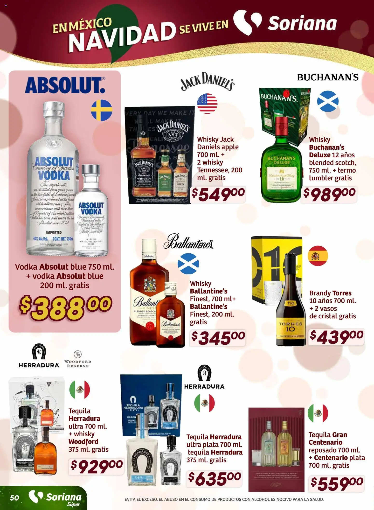 Nuevas ofertas de Soriana válidas en toda la República Mexicana desde el 27.11.2025. ¡Encuentra las mejores ofertas en Soriana - Preciazazaso Súper: Edo Mex, Gro, Hgo, Mor, Pue, Qto, Tlax, Ver! | Página: 51 | Productos: Whiskey, Tequila, Vasos, Vodka