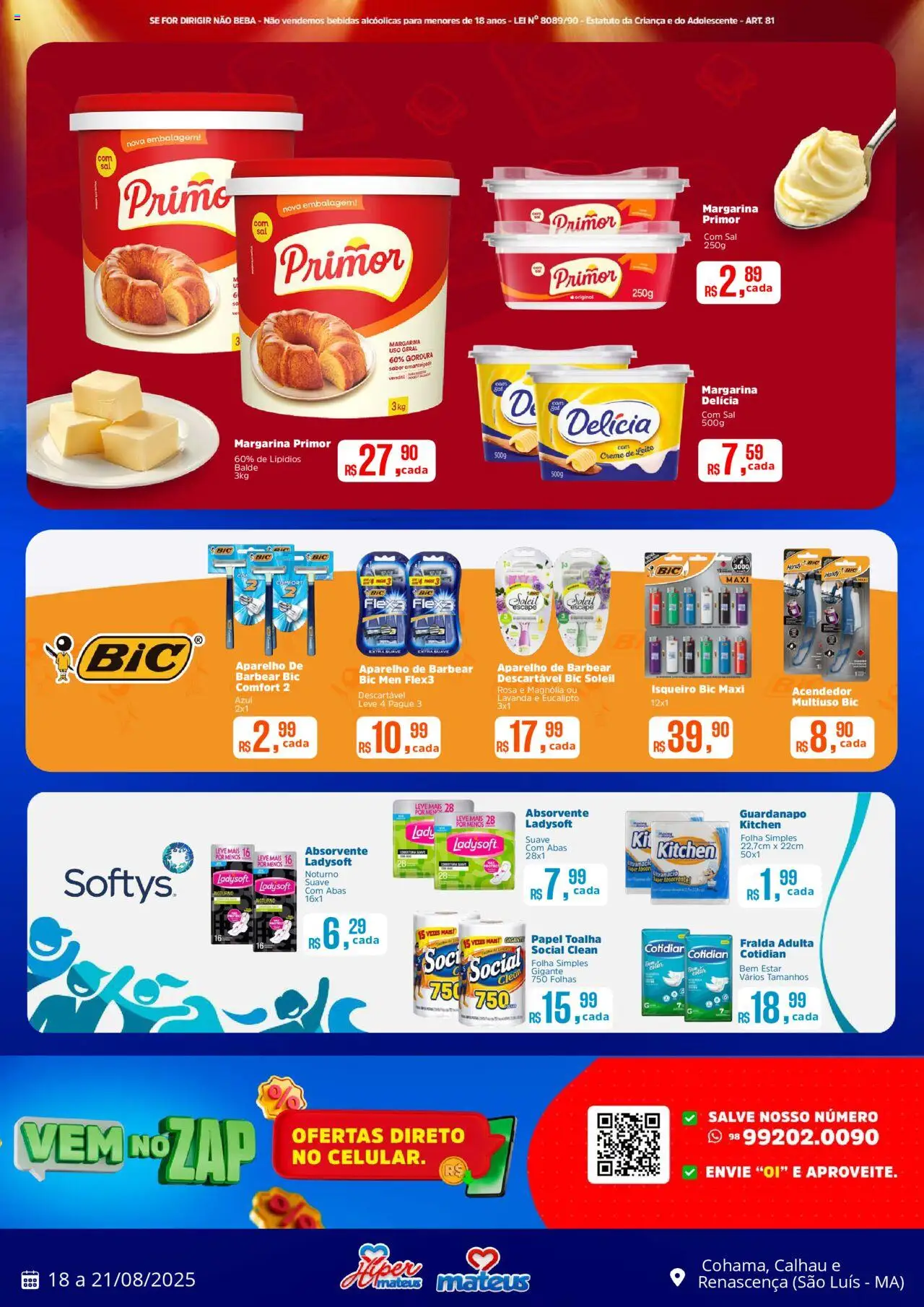 Mateus Folheto - válido de 18.08.2025 | Página: 4 | Produtos: Papel toalha, Margarina primor, Creme, Creme de leite