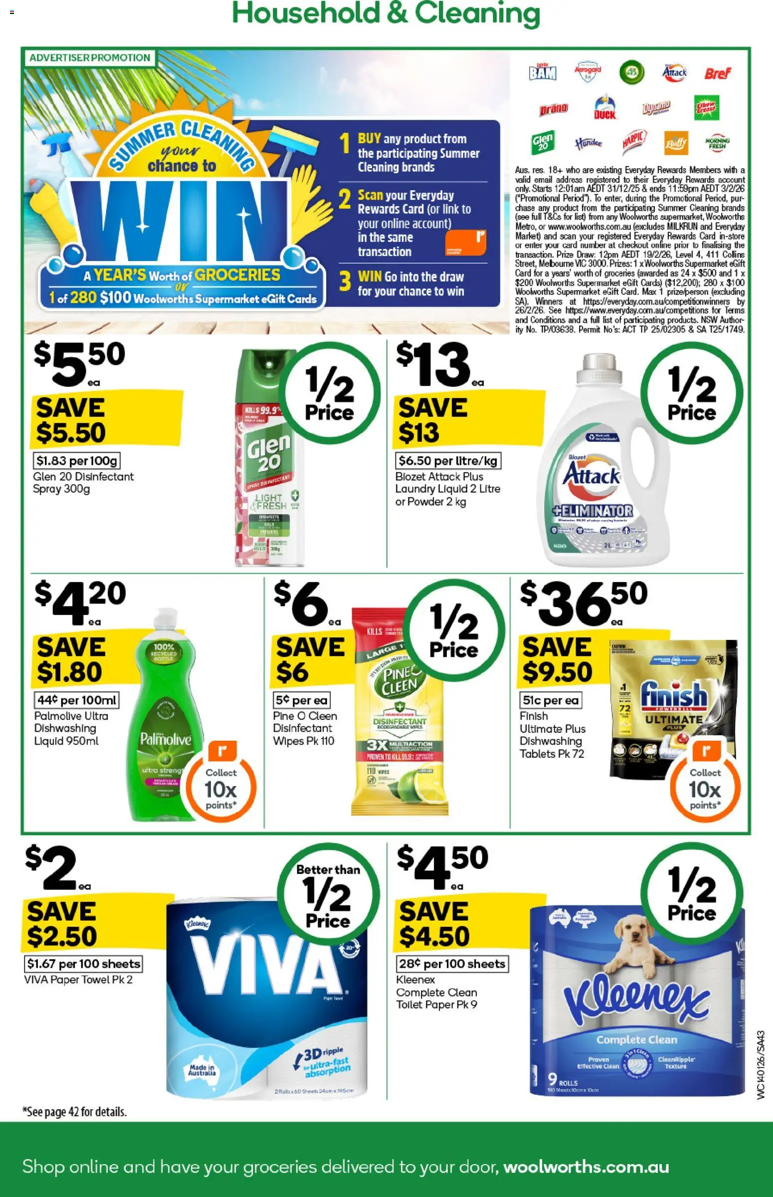 Woolworths catalogue - valid from 14.01.2026 | Page: 43 | Products: Toilet, Light, Toilet paper, Laundry