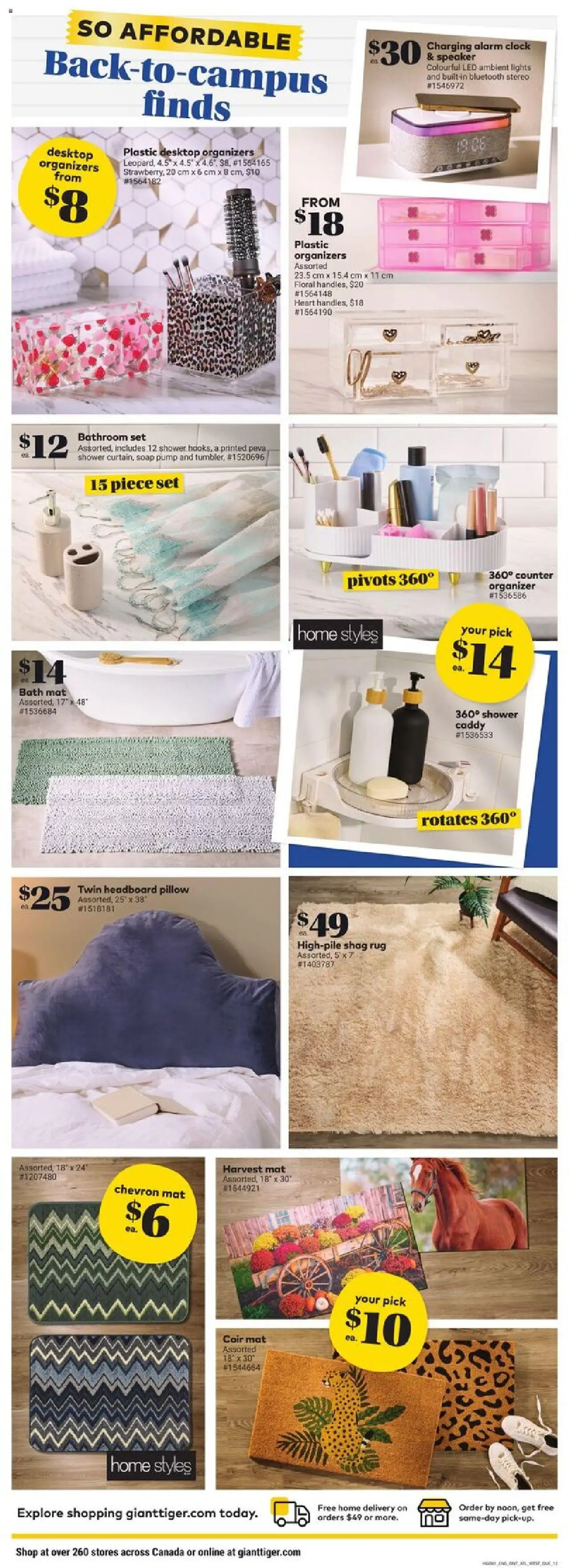Giant Tiger flyer valid from 06.08.2025 | Page: 14 | Products: Alarm clock, Pillow, Bath, Shower
