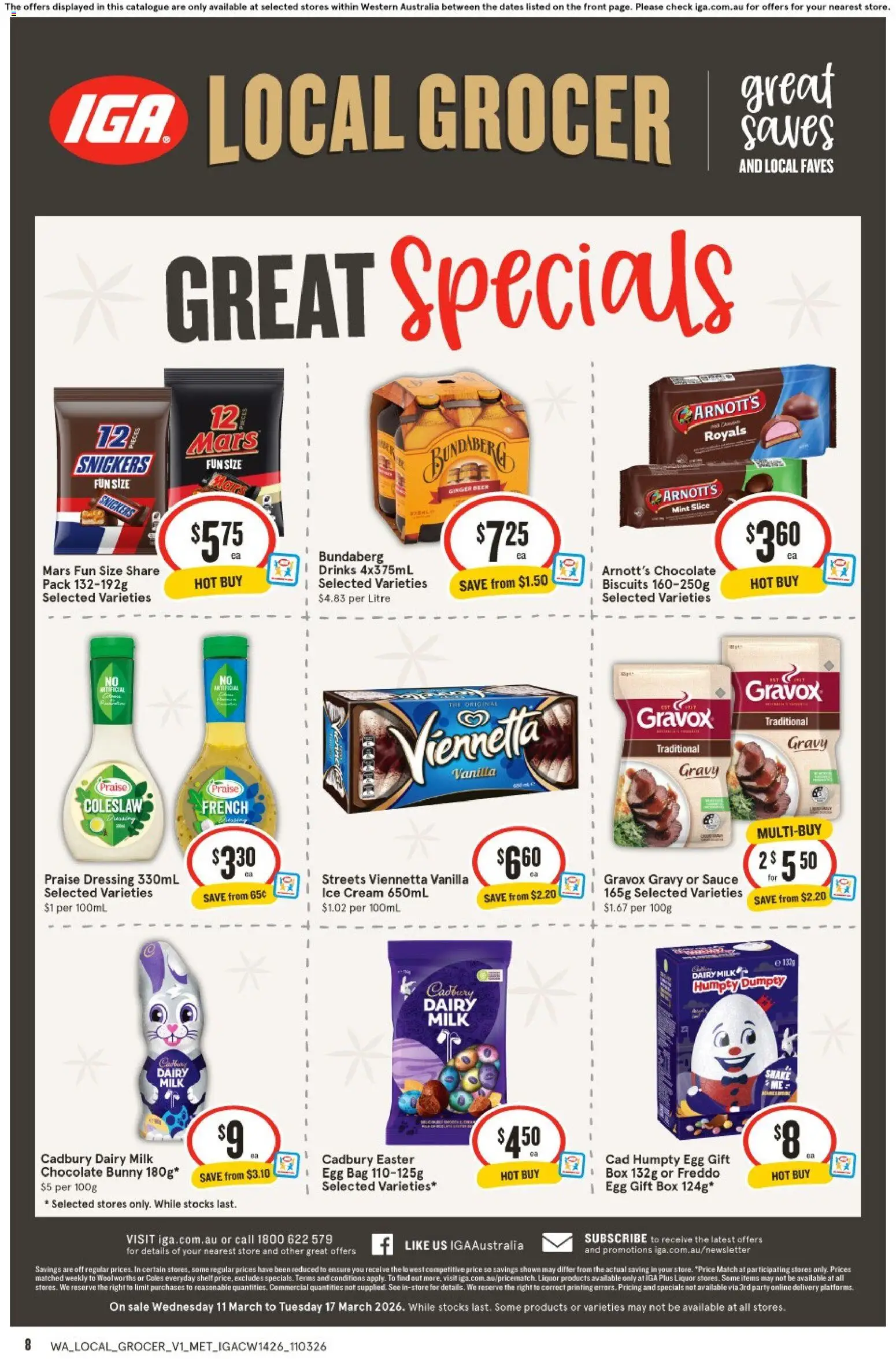 IGA catalogue - valid from 11.03.2026 | Page: 8 | Products: Shelf, Milk, Ice cream, Bag
