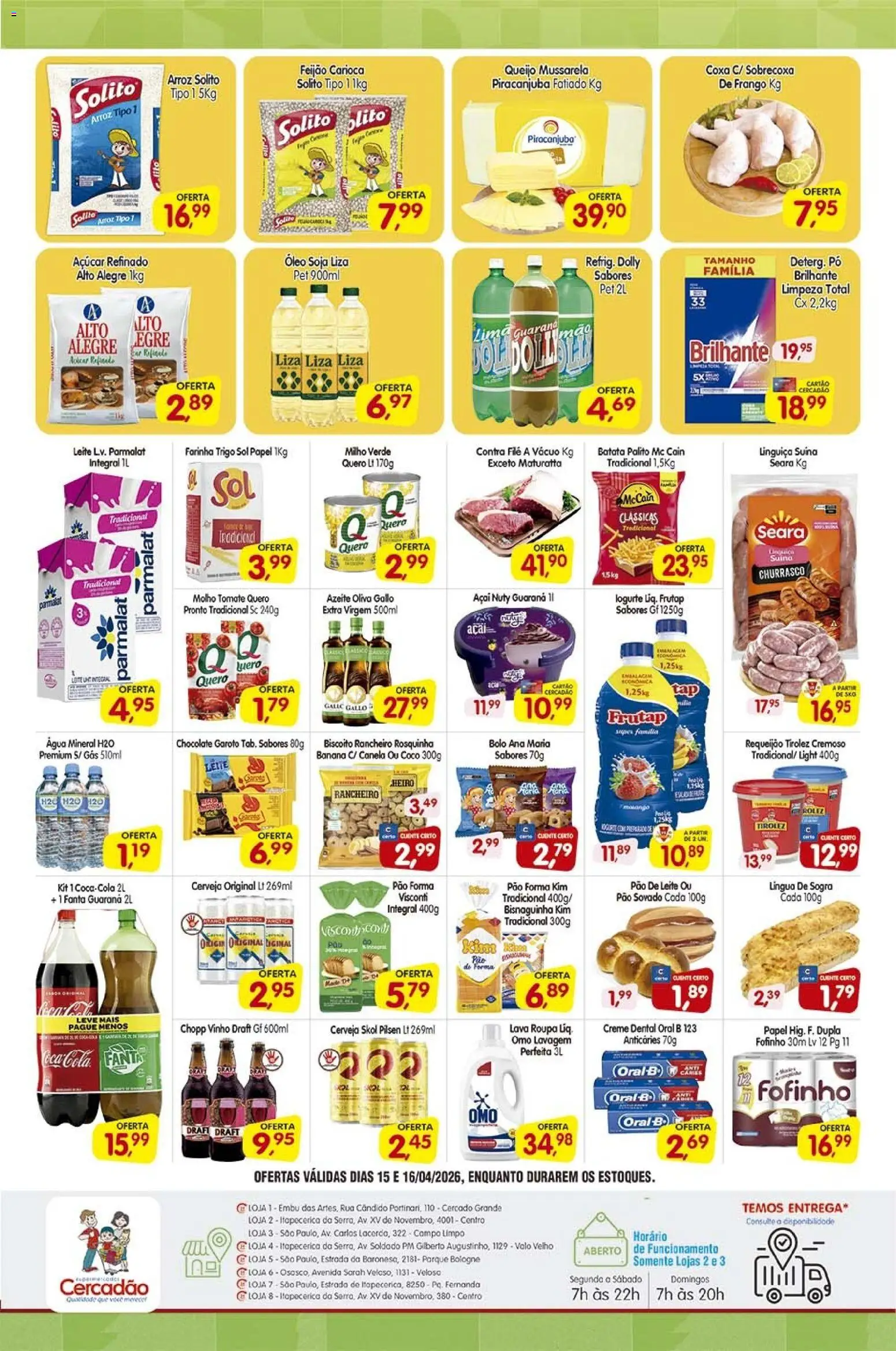 Cercadão Folheto - válido de 15.04.2026 | Página: 2 | Produtos: Chocolate, Arroz, Rosquinha, Açaí