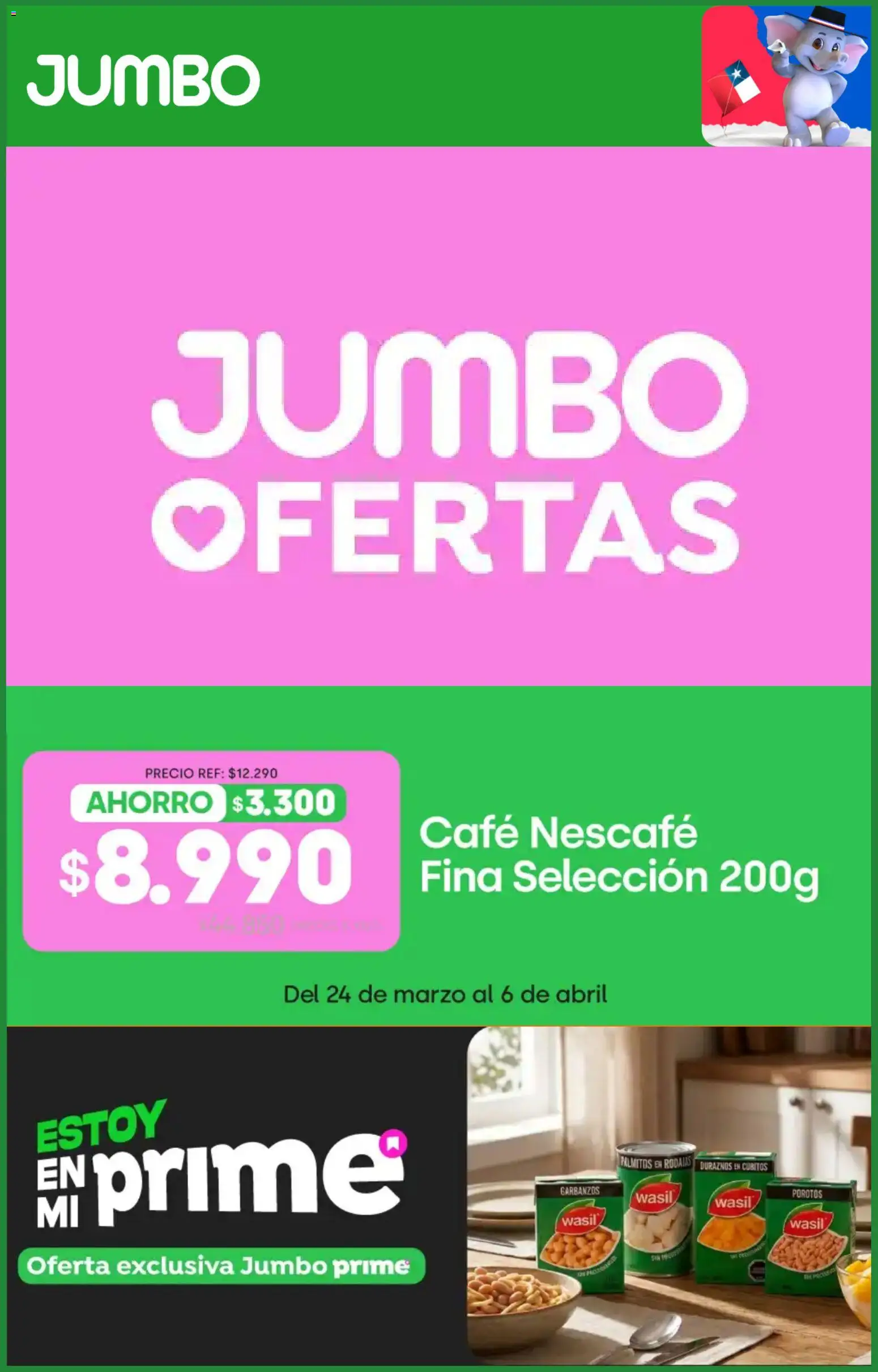 Jumbo ofertas  │ válido desde el 24.03.2026 | Página: 1 | Productos: Garbanzos, Palmitos, Porotos, Café