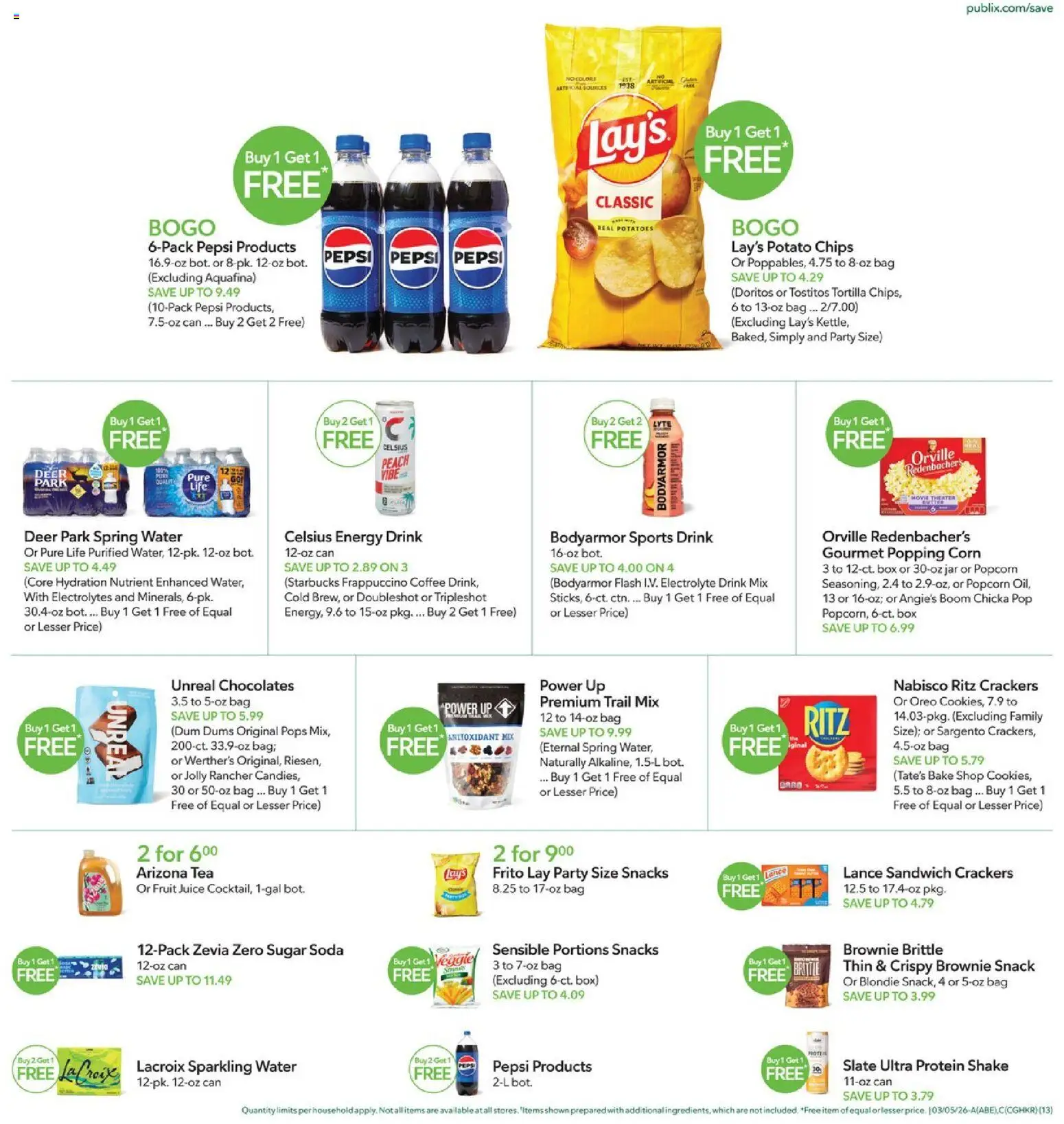 Publix Weekly Ad - valid from 04.03.2026 | Page: 13 | Products: Coffee, Tea, Potatoes, Water