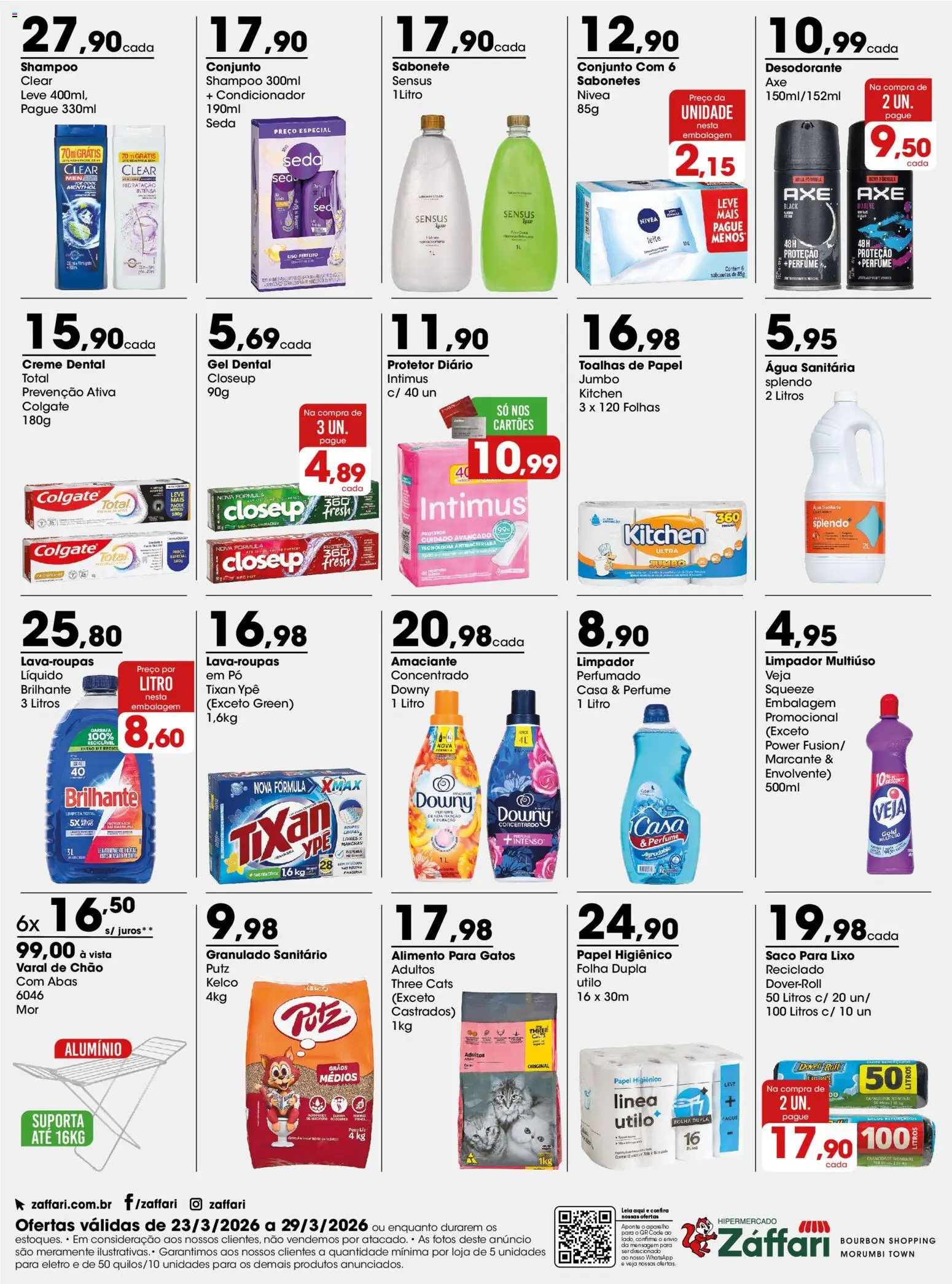 Zaffari Folheto - válido de 23.03.2026 | Página: 4 | Produtos: Shampoo, Perfume, Varal de chão, Creme